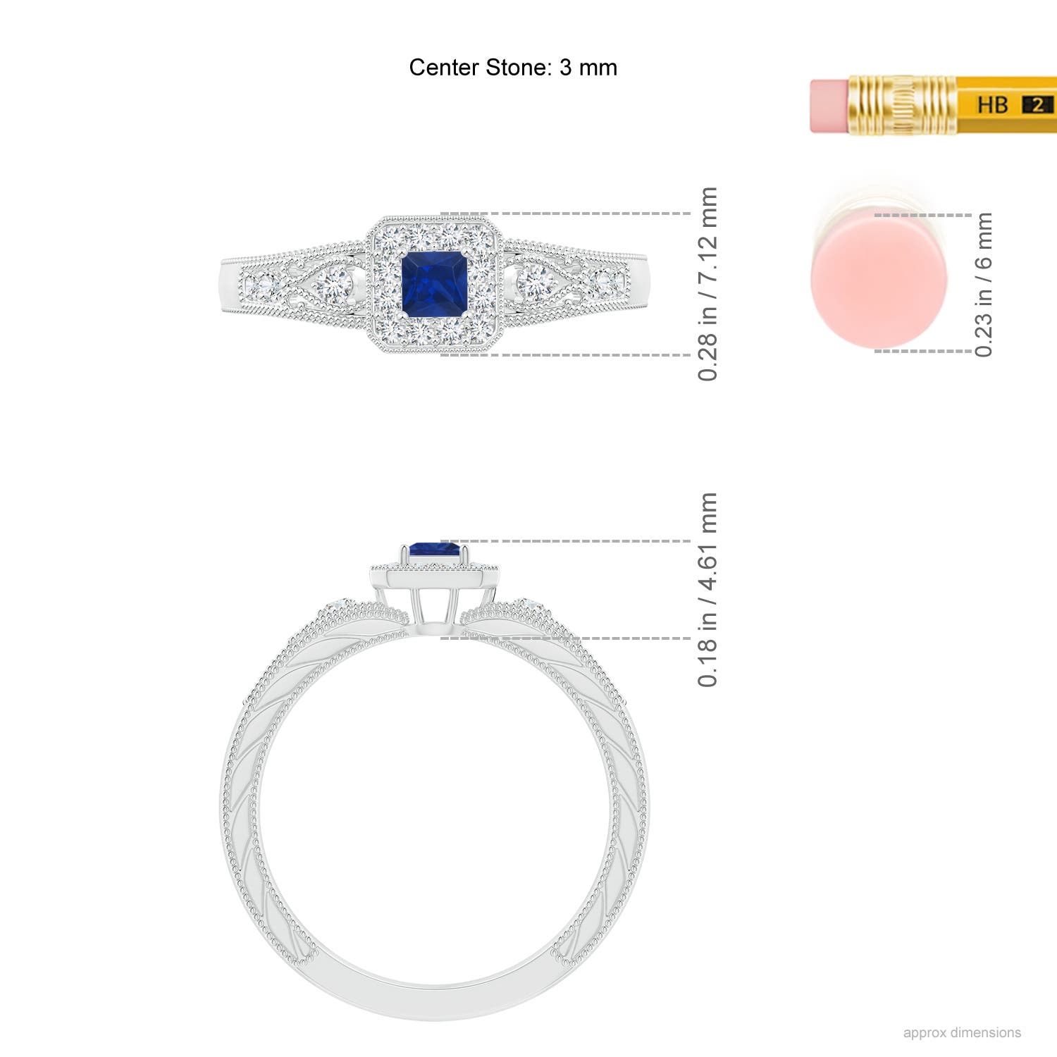 AAA - Blue Sapphire / 0.39 CT / 14 KT White Gold