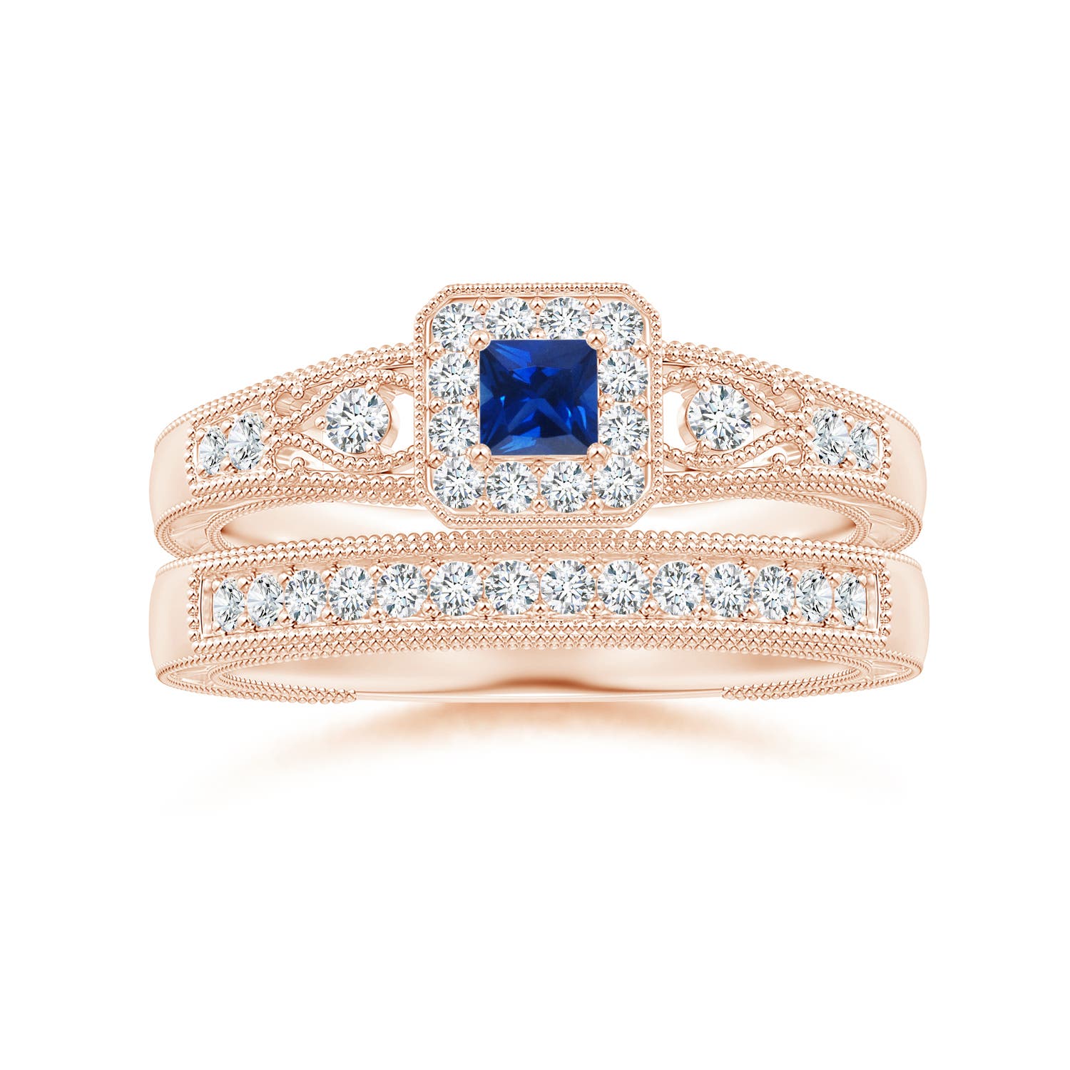 AAAA - Blue Sapphire / 0.39 CT / 14 KT Rose Gold