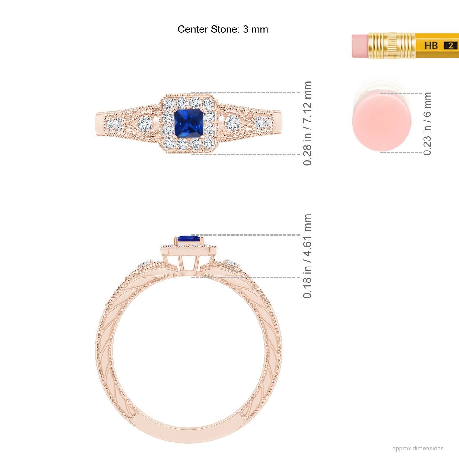 AAAA - Blue Sapphire / 0.39 CT / 14 KT Rose Gold