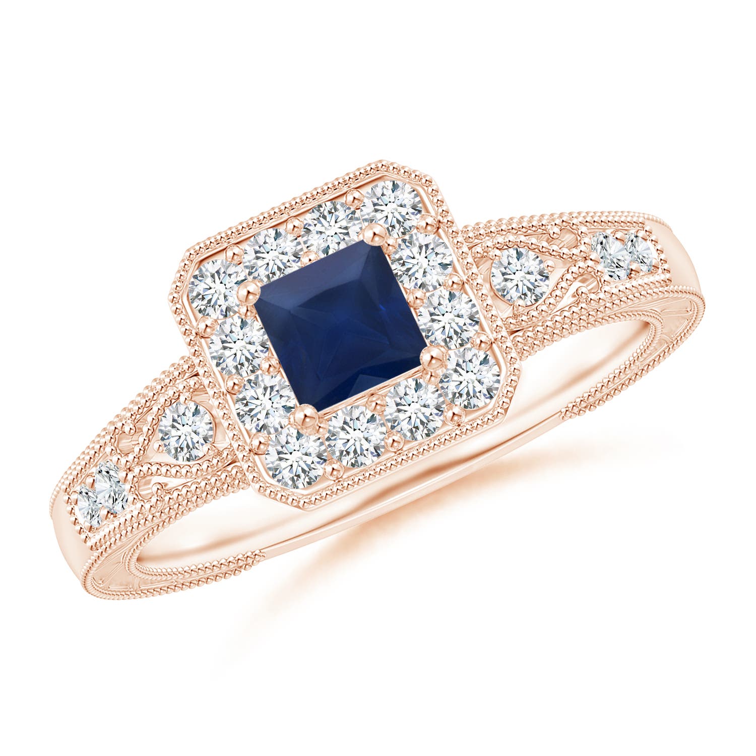 A - Blue Sapphire / 0.64 CT / 14 KT Rose Gold