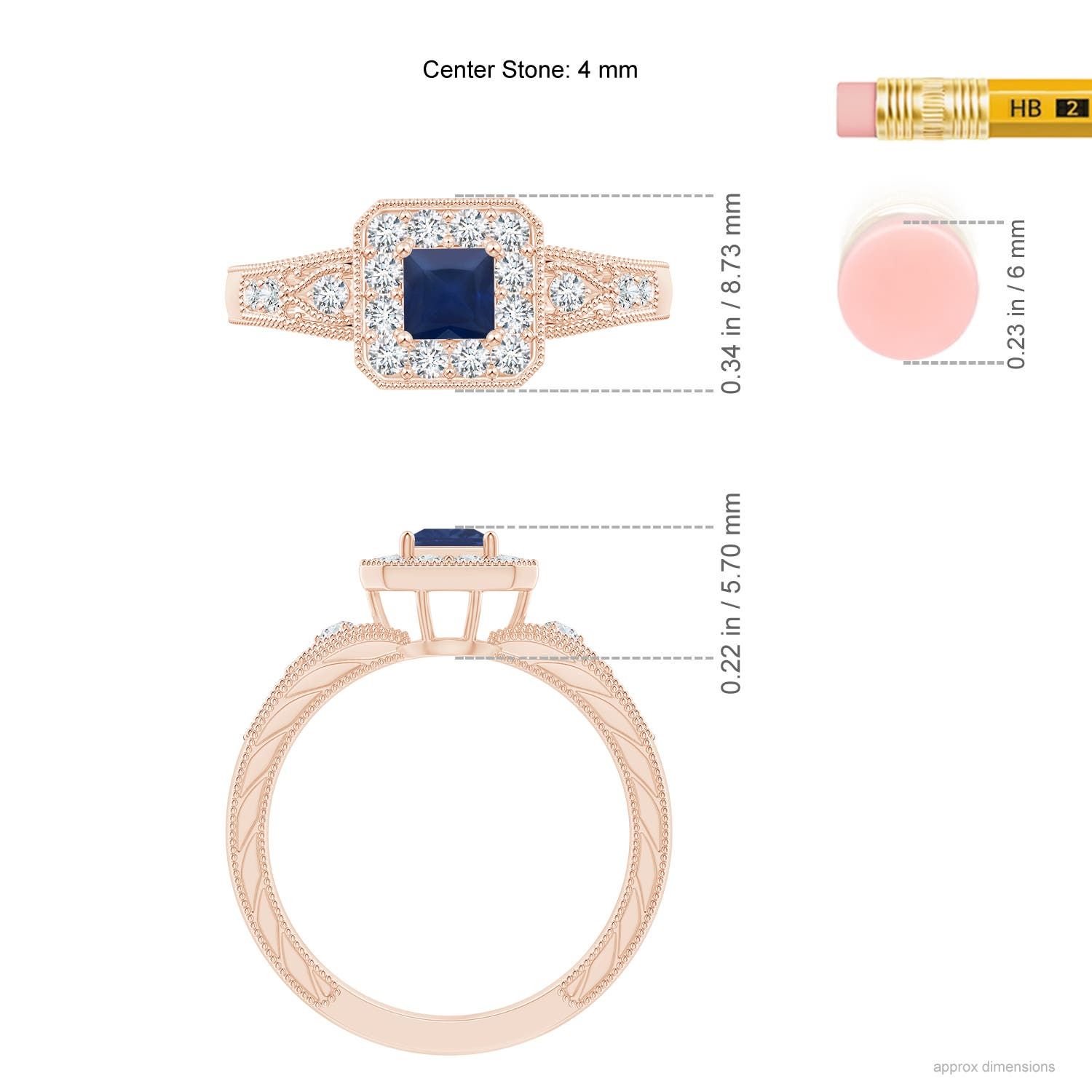 A - Blue Sapphire / 0.64 CT / 14 KT Rose Gold