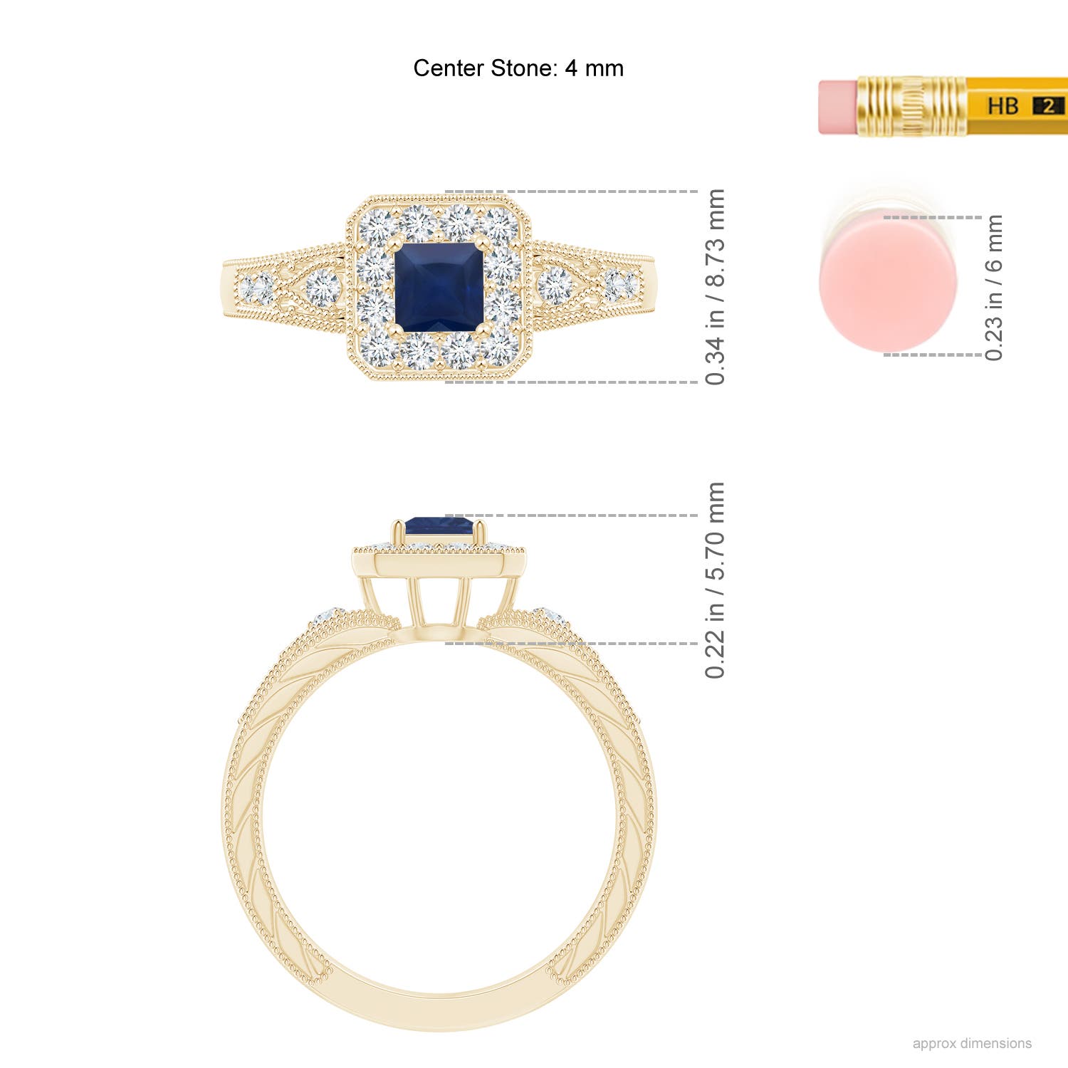 A - Blue Sapphire / 0.64 CT / 14 KT Yellow Gold