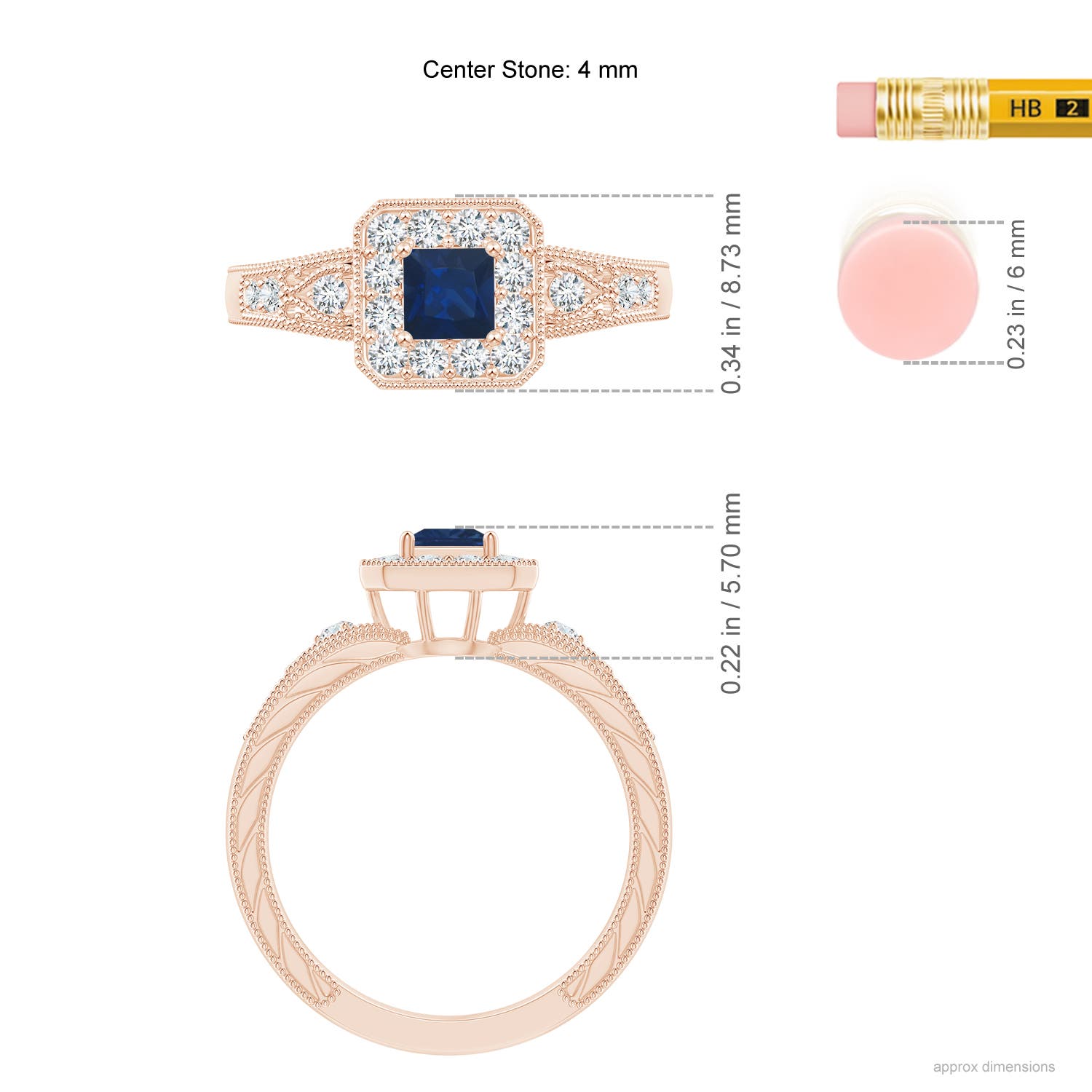 AA - Blue Sapphire / 0.64 CT / 14 KT Rose Gold