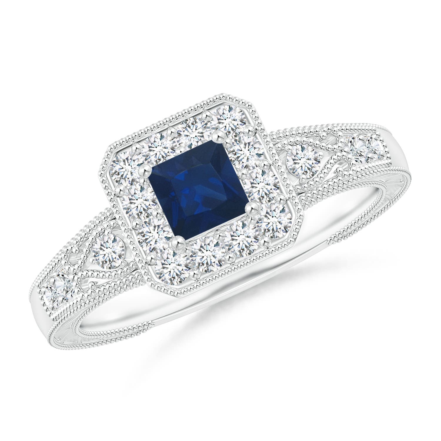 AA - Blue Sapphire / 0.64 CT / 14 KT White Gold