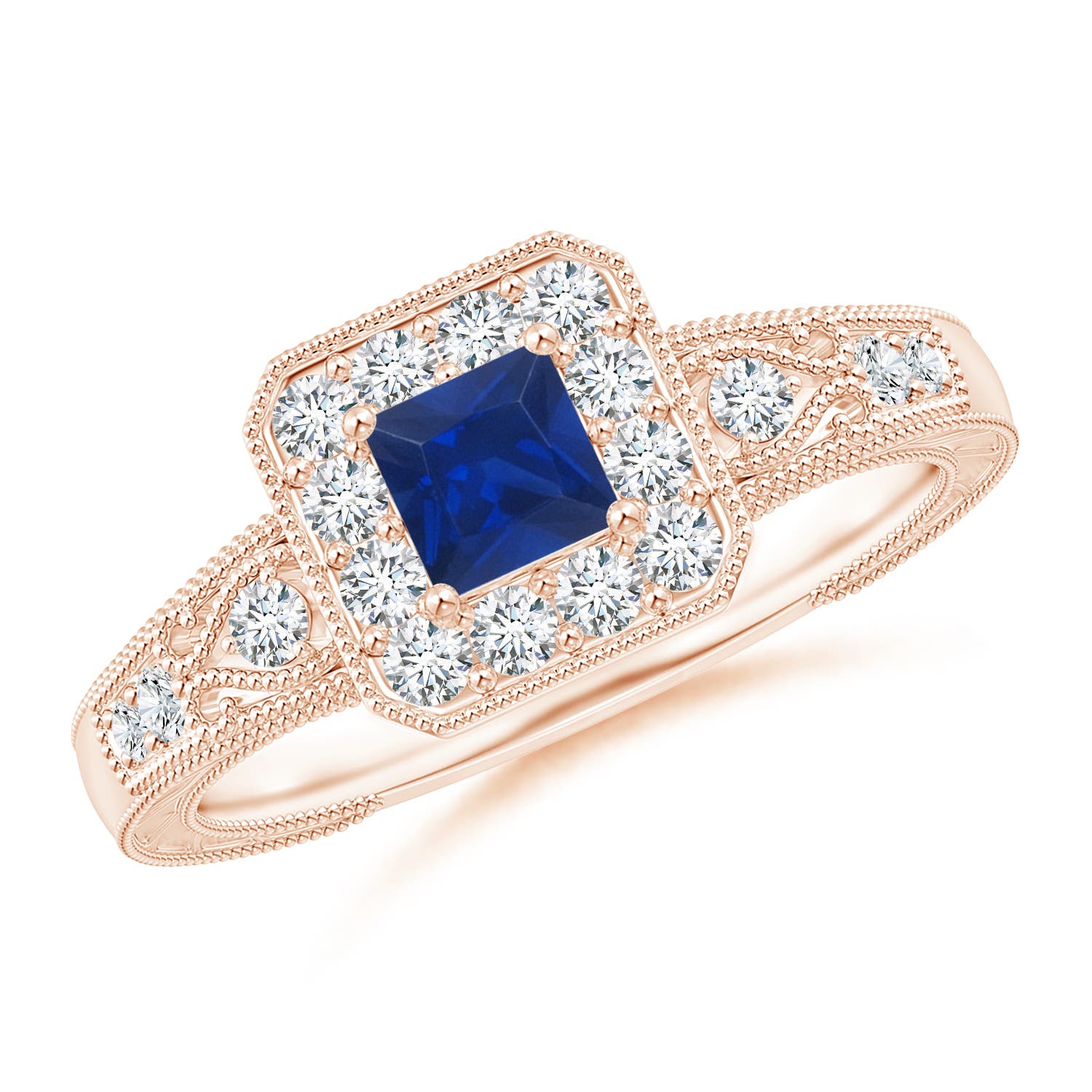 AAA - Blue Sapphire / 0.64 CT / 14 KT Rose Gold