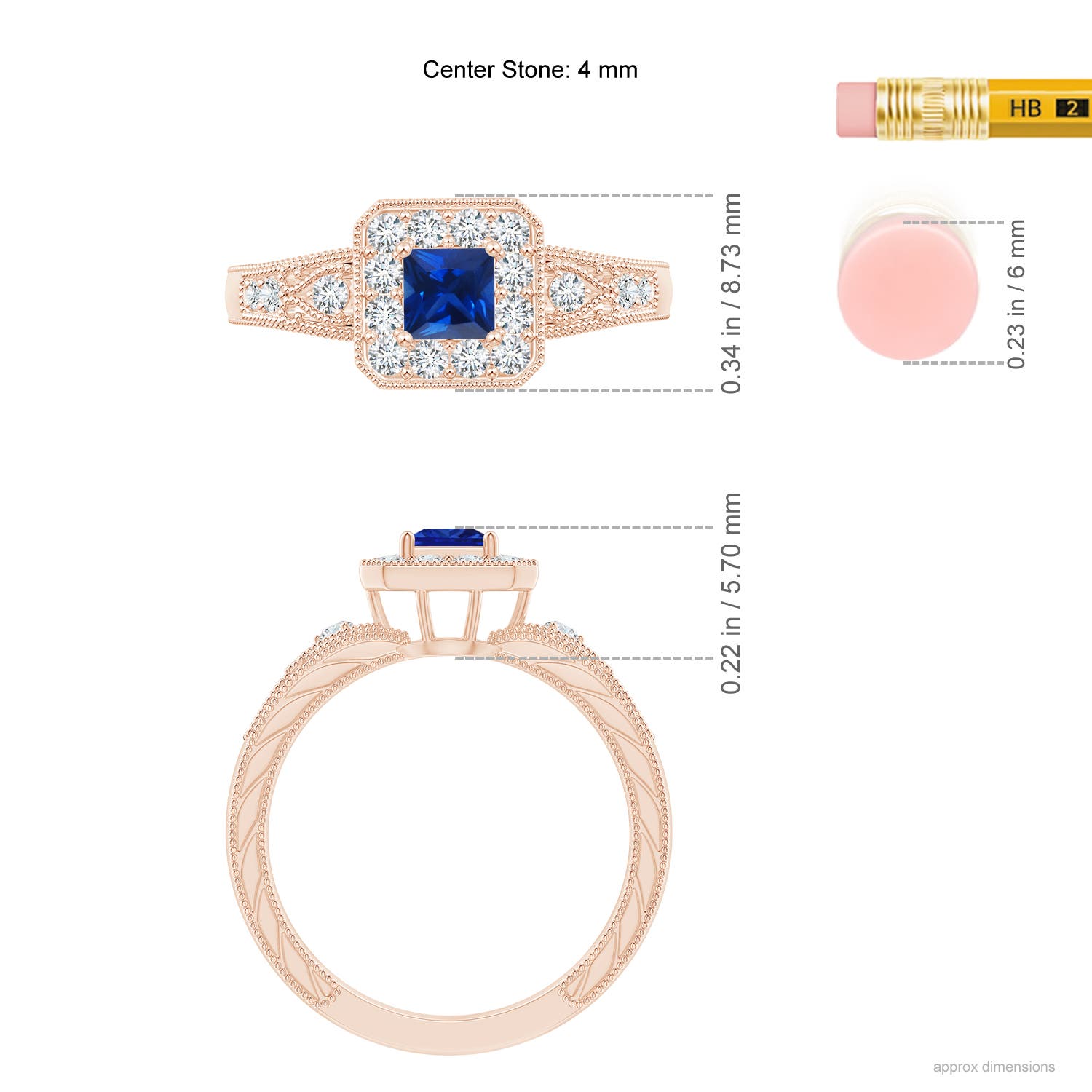 AAAA - Blue Sapphire / 0.64 CT / 14 KT Rose Gold