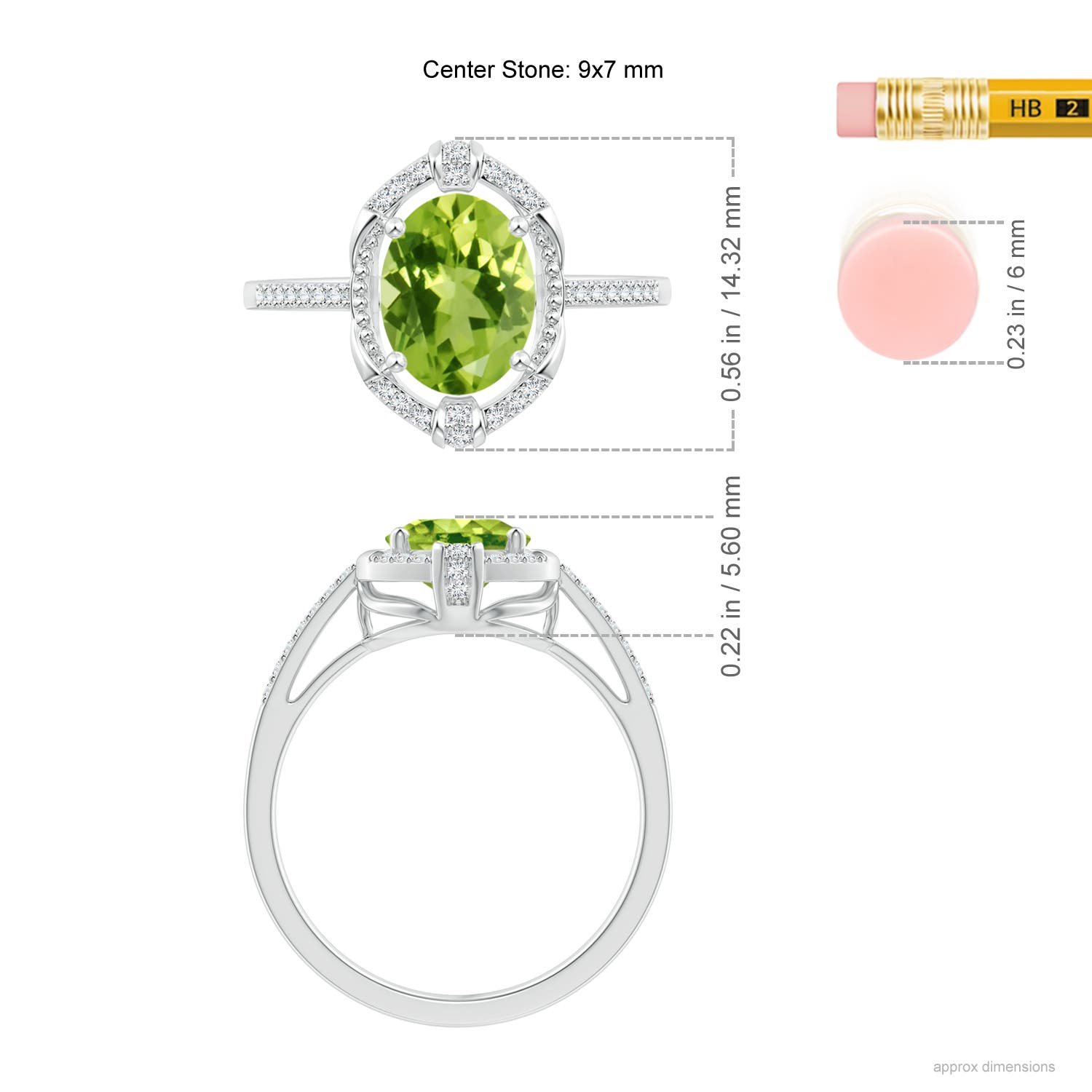 AAA - Peridot / 2.05 CT / 14 KT White Gold