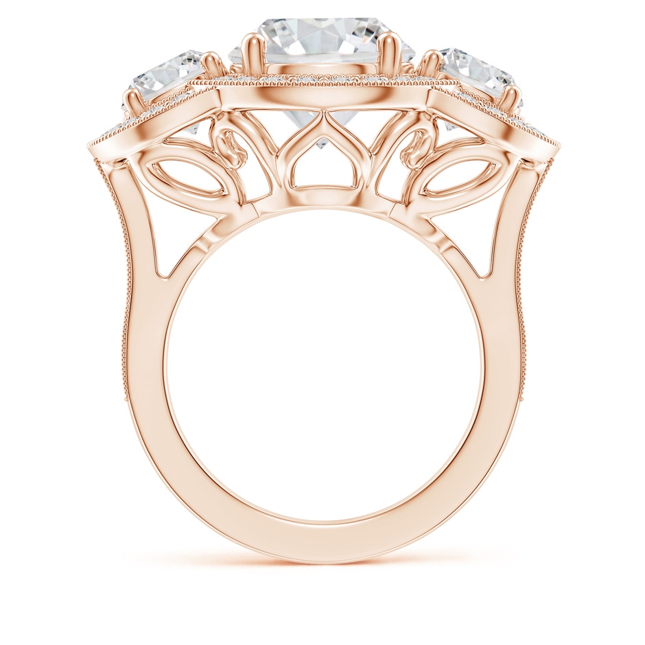 10.1mm HSI2 Aeon Vintage Inspired Diamond Halo Three Stone Engagement Ring with Milgrain in Rose Gold side 199