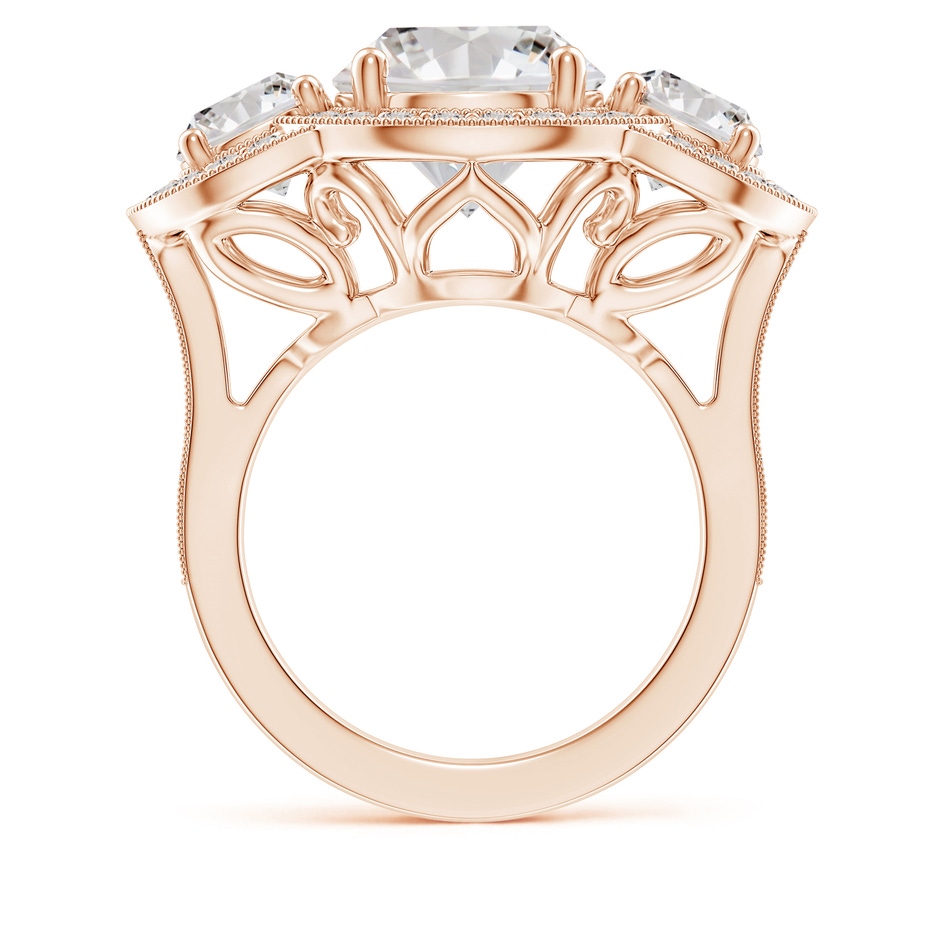 10.1mm IJI1I2 Aeon Vintage Inspired Diamond Halo Three Stone Engagement Ring with Milgrain in 18K Rose Gold side 199
