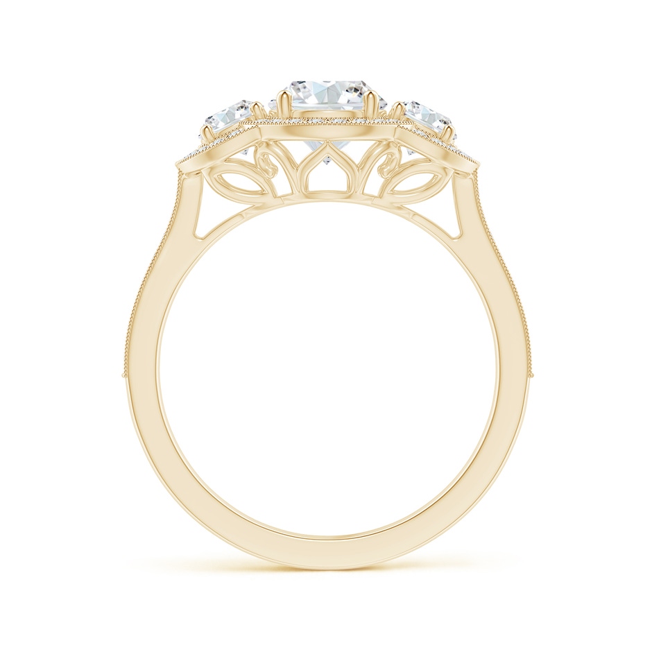 5.9mm GVS2 Aeon Vintage Inspired Diamond Halo Three Stone Engagement Ring with Milgrain in Yellow Gold side 199