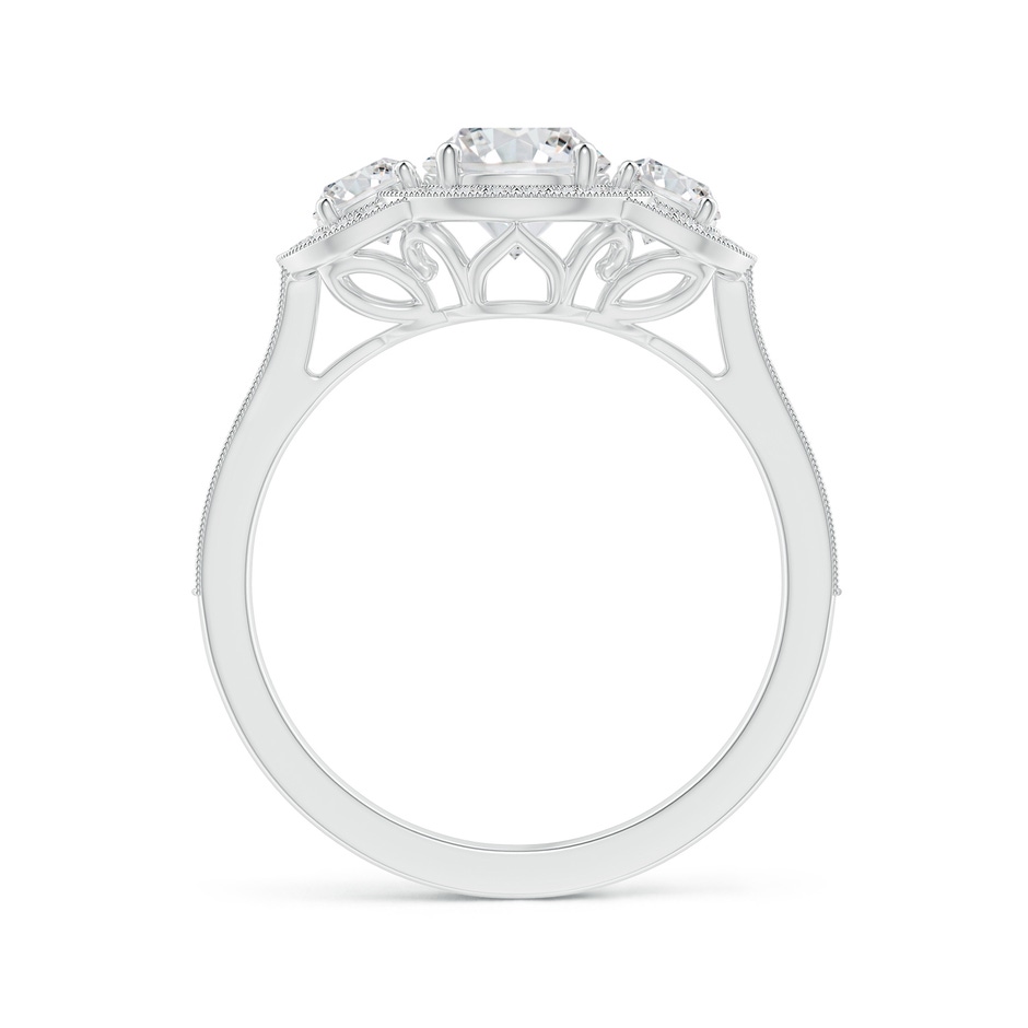 5.9mm HSI2 Aeon Vintage Inspired Diamond Halo Three Stone Engagement Ring with Milgrain in 18K White Gold side 199