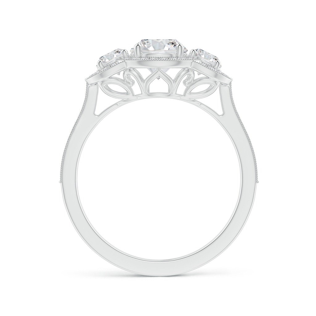 5.9mm HSI2 Aeon Vintage Inspired Diamond Halo Three Stone Engagement Ring with Milgrain in White Gold - side 199
