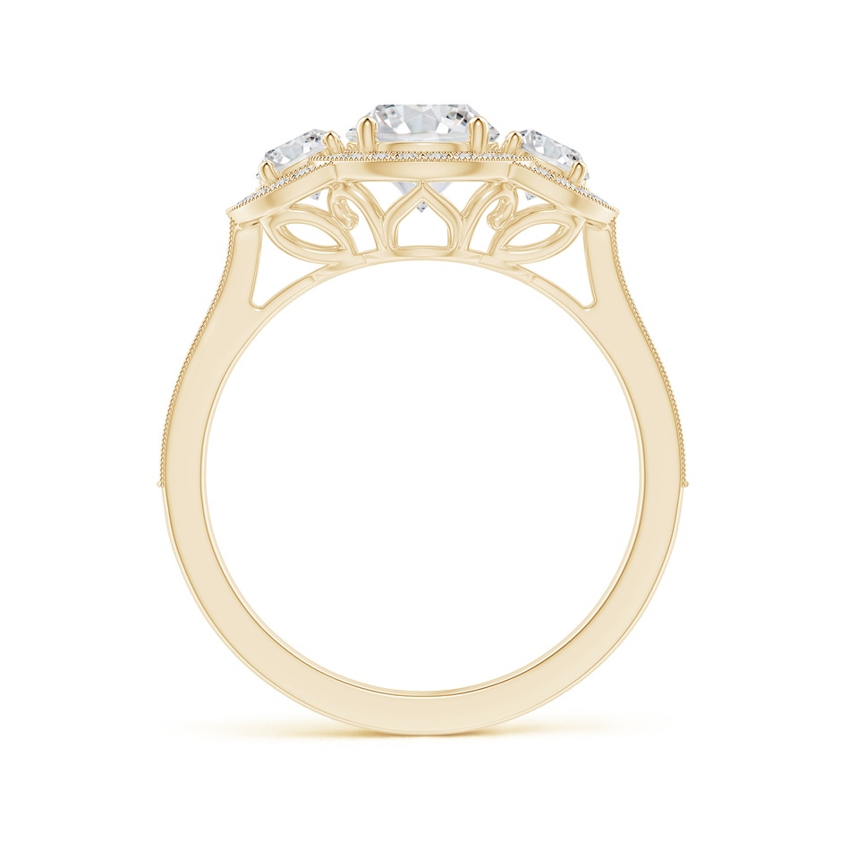 5.9mm HSI2 Aeon Vintage Inspired Diamond Halo Three Stone Engagement Ring with Milgrain in Yellow Gold side 199