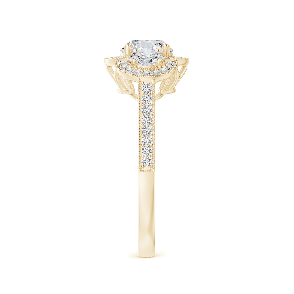 5.9mm HSI2 Aeon Vintage Inspired Diamond Halo Three Stone Engagement Ring with Milgrain in Yellow Gold side 299