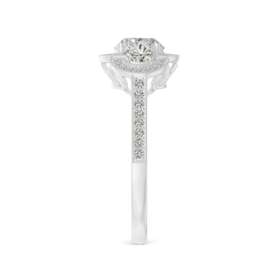 5.9mm KI3 Aeon Vintage Inspired Diamond Halo Three Stone Engagement Ring with Milgrain in White Gold side 299