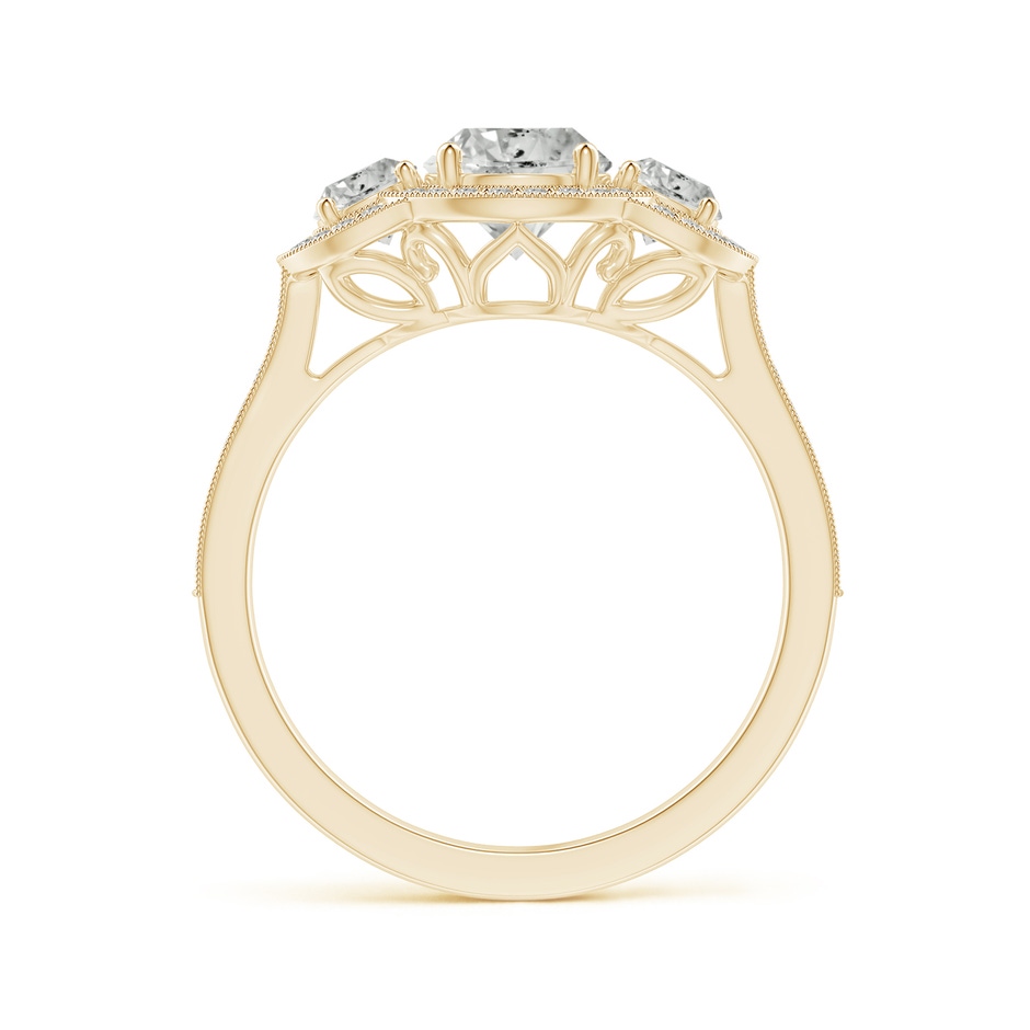 5.9mm KI3 Aeon Vintage Inspired Diamond Halo Three Stone Engagement Ring with Milgrain in Yellow Gold side 199
