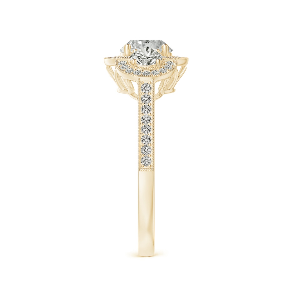 5.9mm KI3 Aeon Vintage Inspired Diamond Halo Three Stone Engagement Ring with Milgrain in Yellow Gold side 299