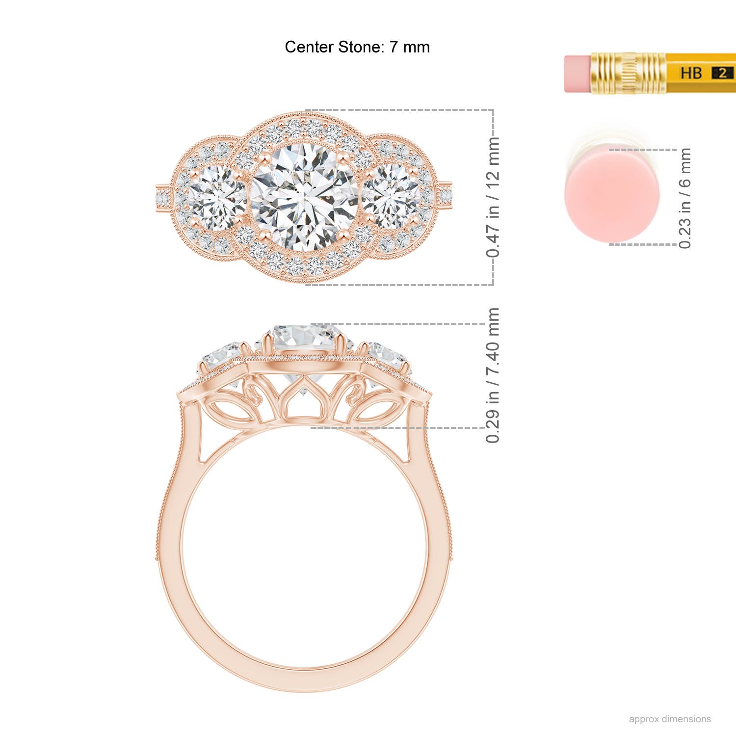 H, SI2 / 2.06 CT / 14 KT Rose Gold