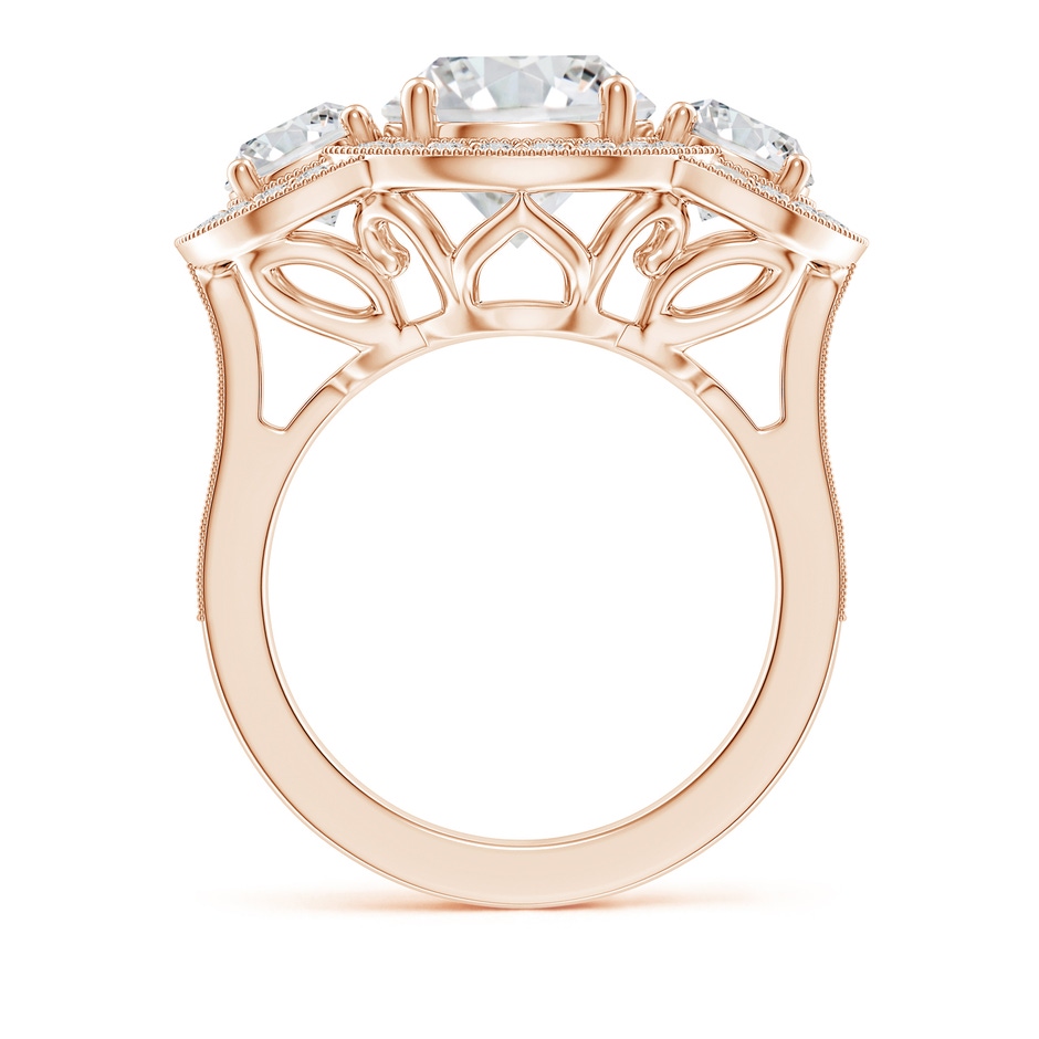 8.9mm HSI2 Aeon Vintage Inspired Diamond Halo Three Stone Engagement Ring with Milgrain in 9K Rose Gold side 199