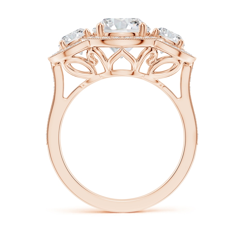 8mm HSI2 Aeon Vintage Inspired Diamond Halo Three Stone Engagement Ring with Milgrain in 18K Rose Gold side 199