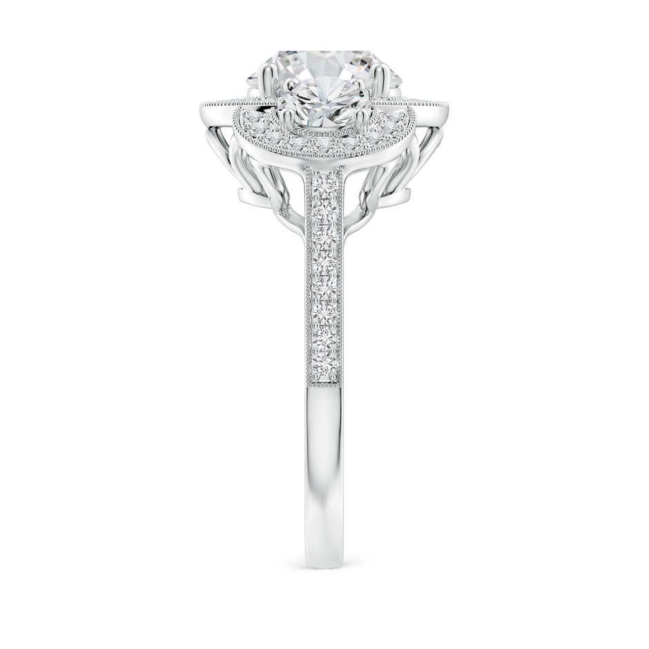 8mm HSI2 Aeon Vintage Inspired Diamond Halo Three Stone Engagement Ring with Milgrain in White Gold side 299