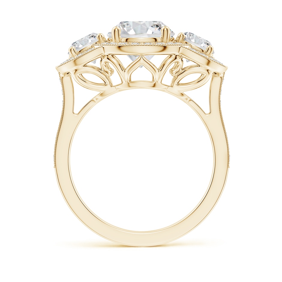 8mm HSI2 Aeon Vintage Inspired Diamond Halo Three Stone Engagement Ring with Milgrain in Yellow Gold side 199