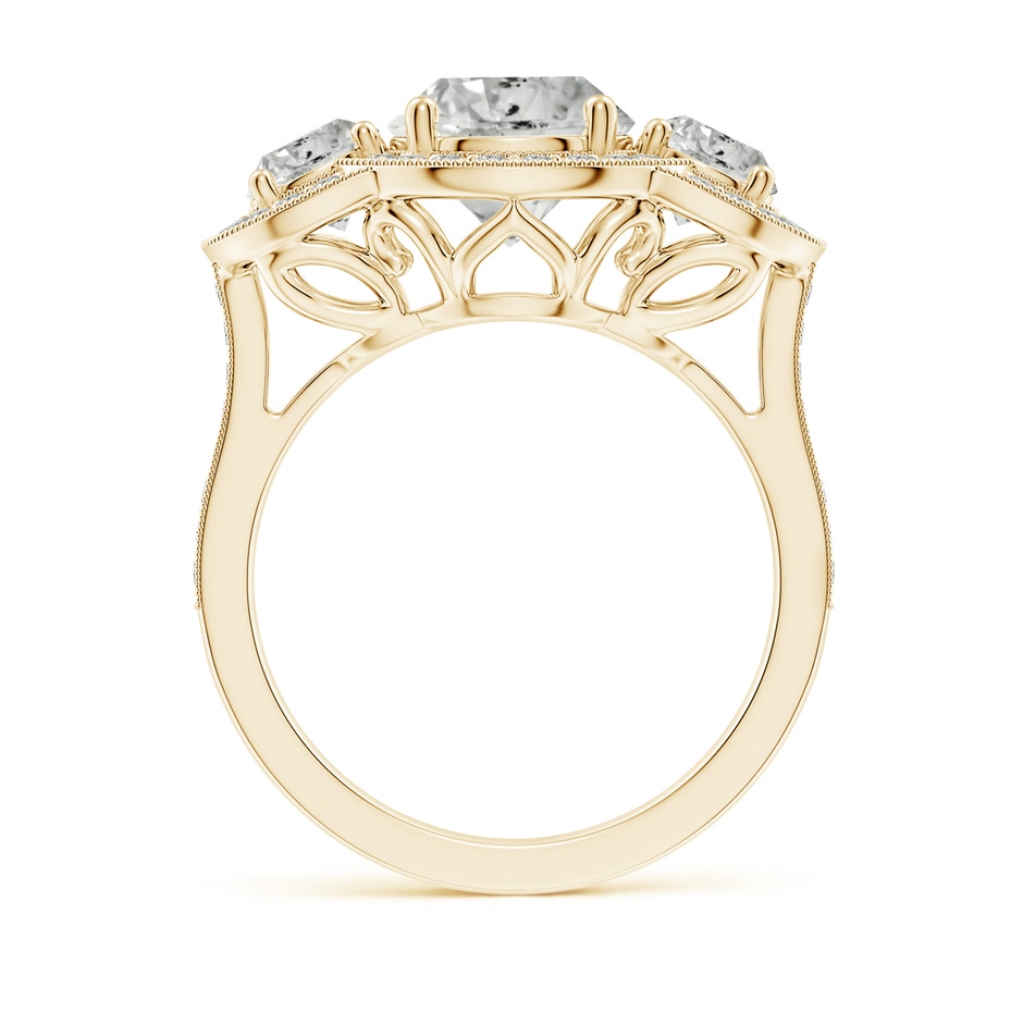 8mm KI3 Aeon Vintage Inspired Diamond Halo Three Stone Engagement Ring with Milgrain in Yellow Gold side 199