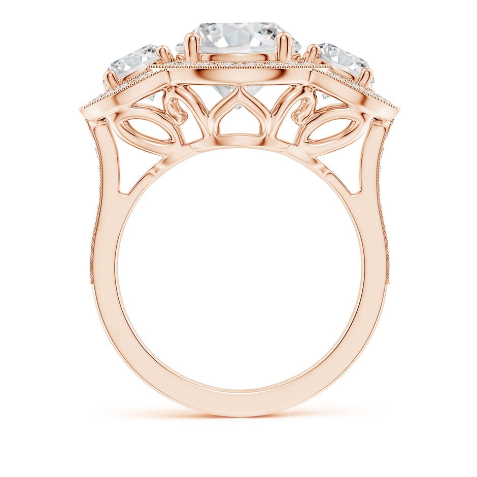 9.2mm HSI2 Aeon Vintage Inspired Diamond Halo Three Stone Engagement Ring with Milgrain in 18K Rose Gold side 199