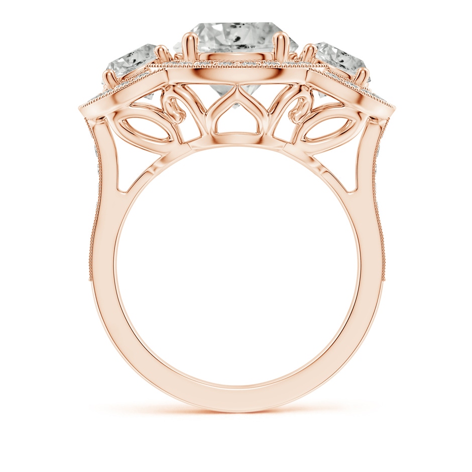9.2mm KI3 Aeon Vintage Inspired Diamond Halo Three Stone Engagement Ring with Milgrain in Rose Gold side 199