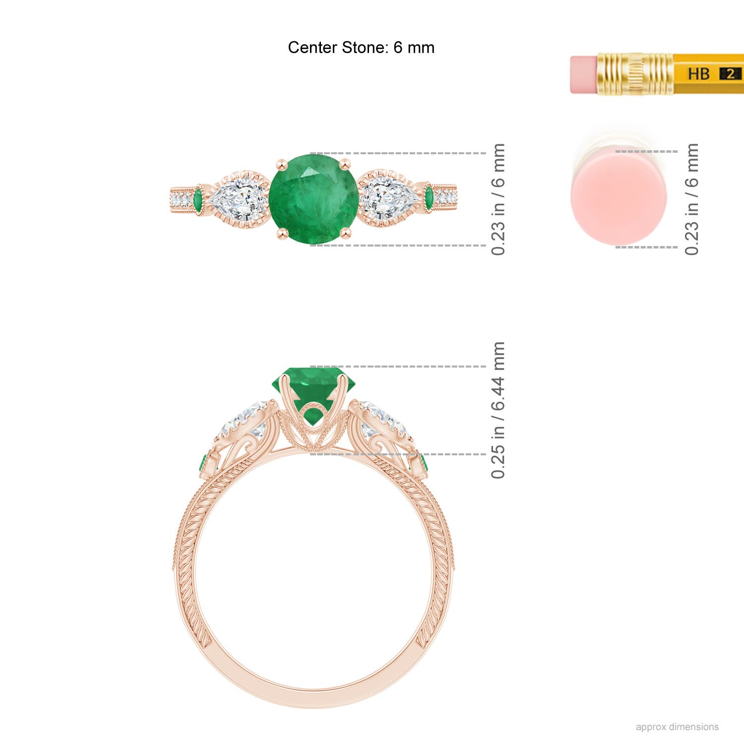 A - Emerald / 1.26 CT / 14 KT Rose Gold