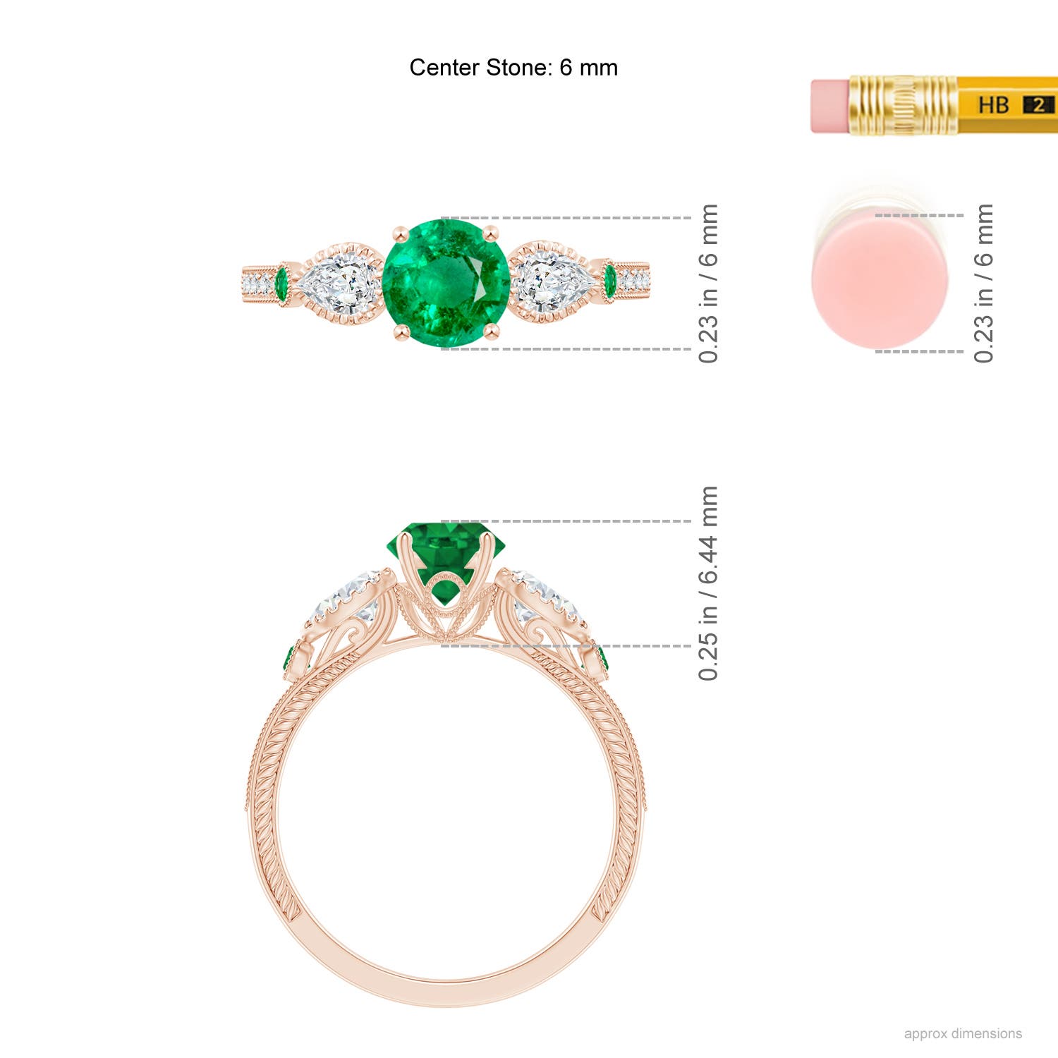 AAA - Emerald / 1.26 CT / 14 KT Rose Gold