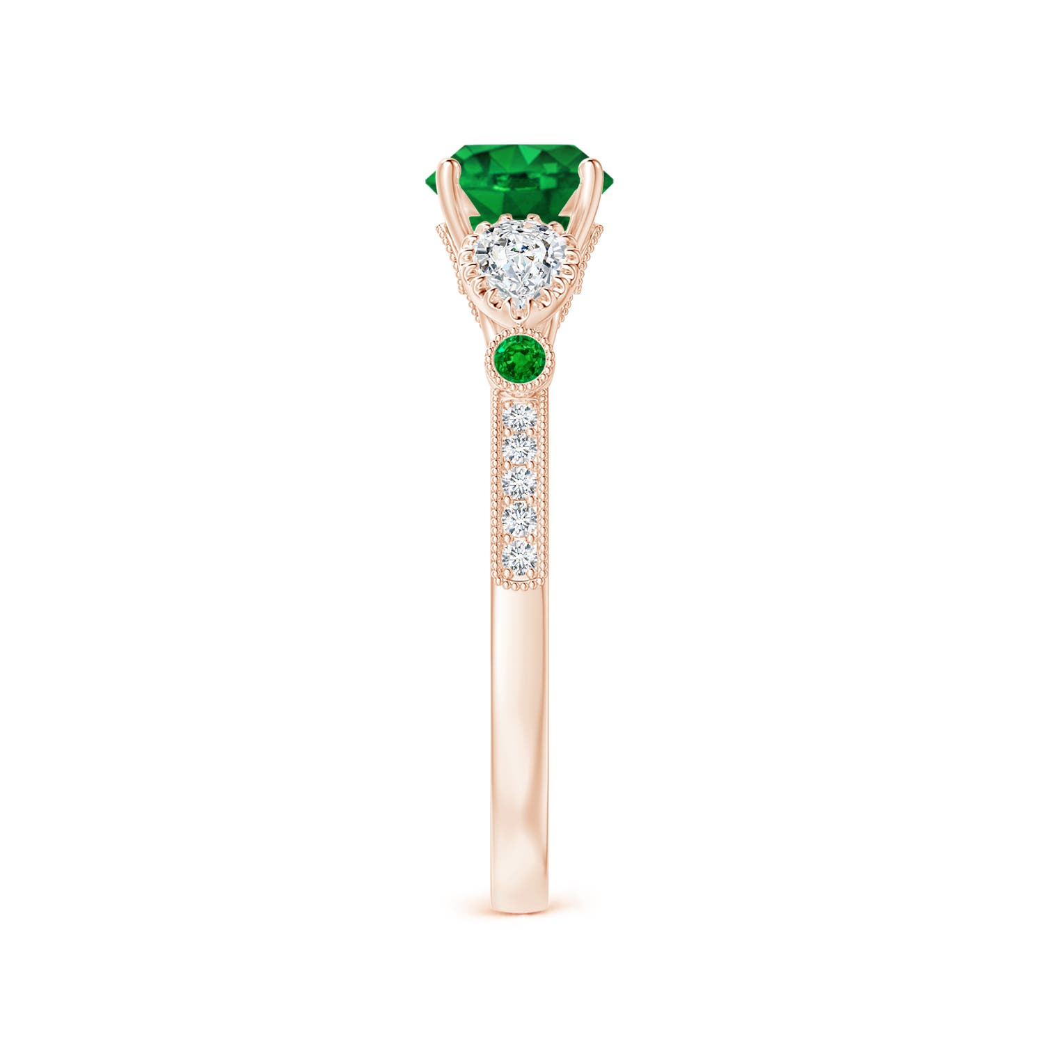 AAAA - Emerald / 1.26 CT / 14 KT Rose Gold