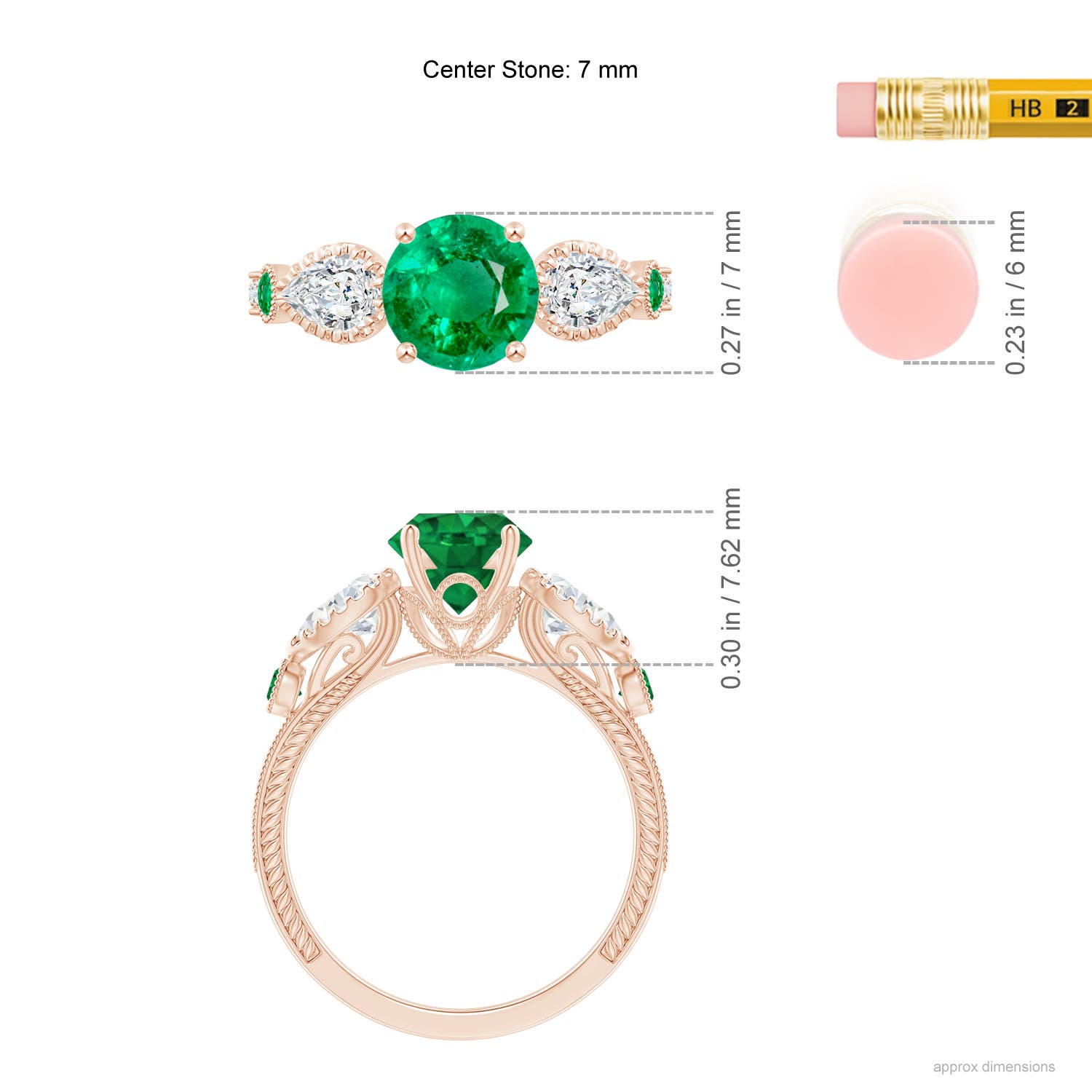 AAA - Emerald / 1.99 CT / 14 KT Rose Gold