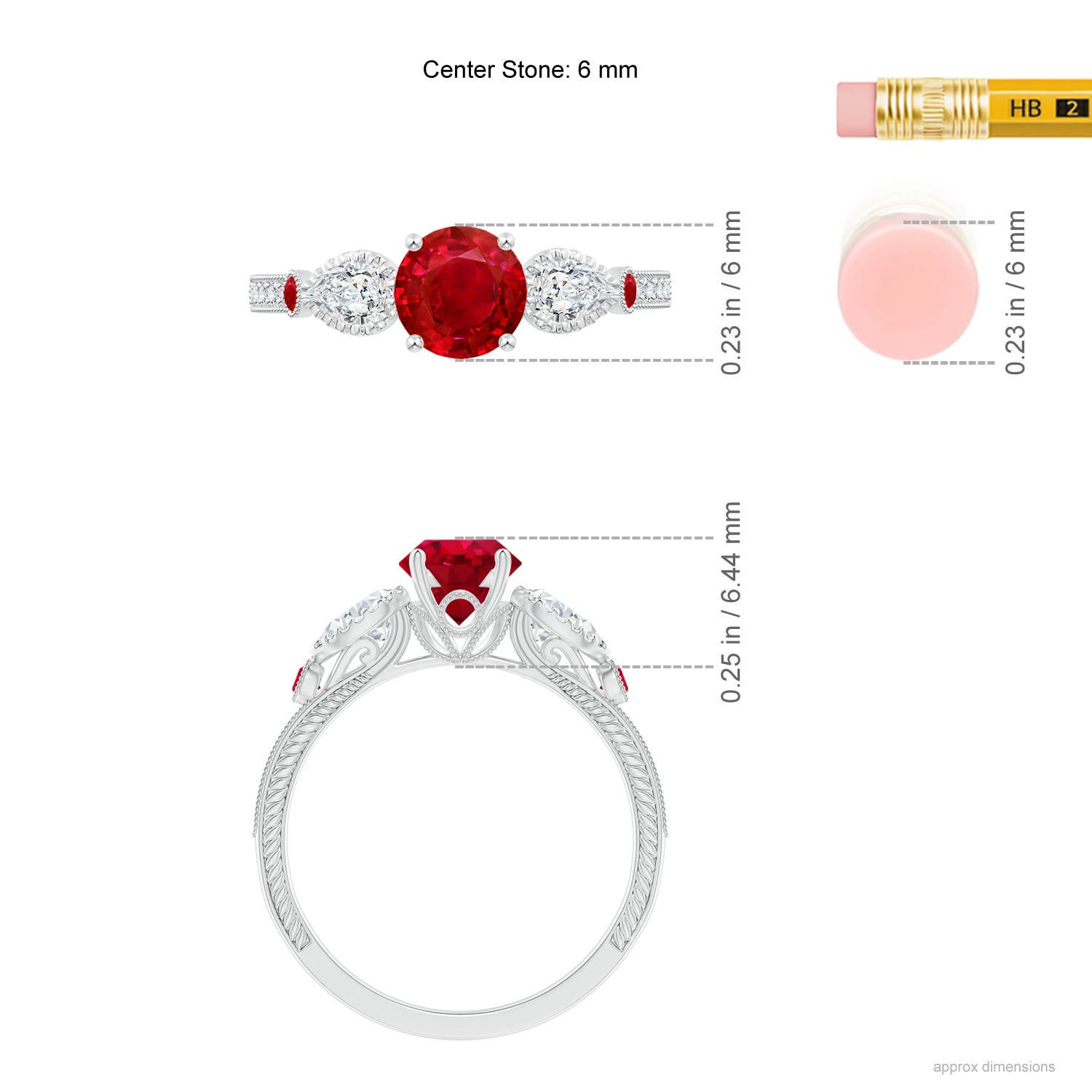 AAA - Ruby / 1.54 CT / 14 KT White Gold