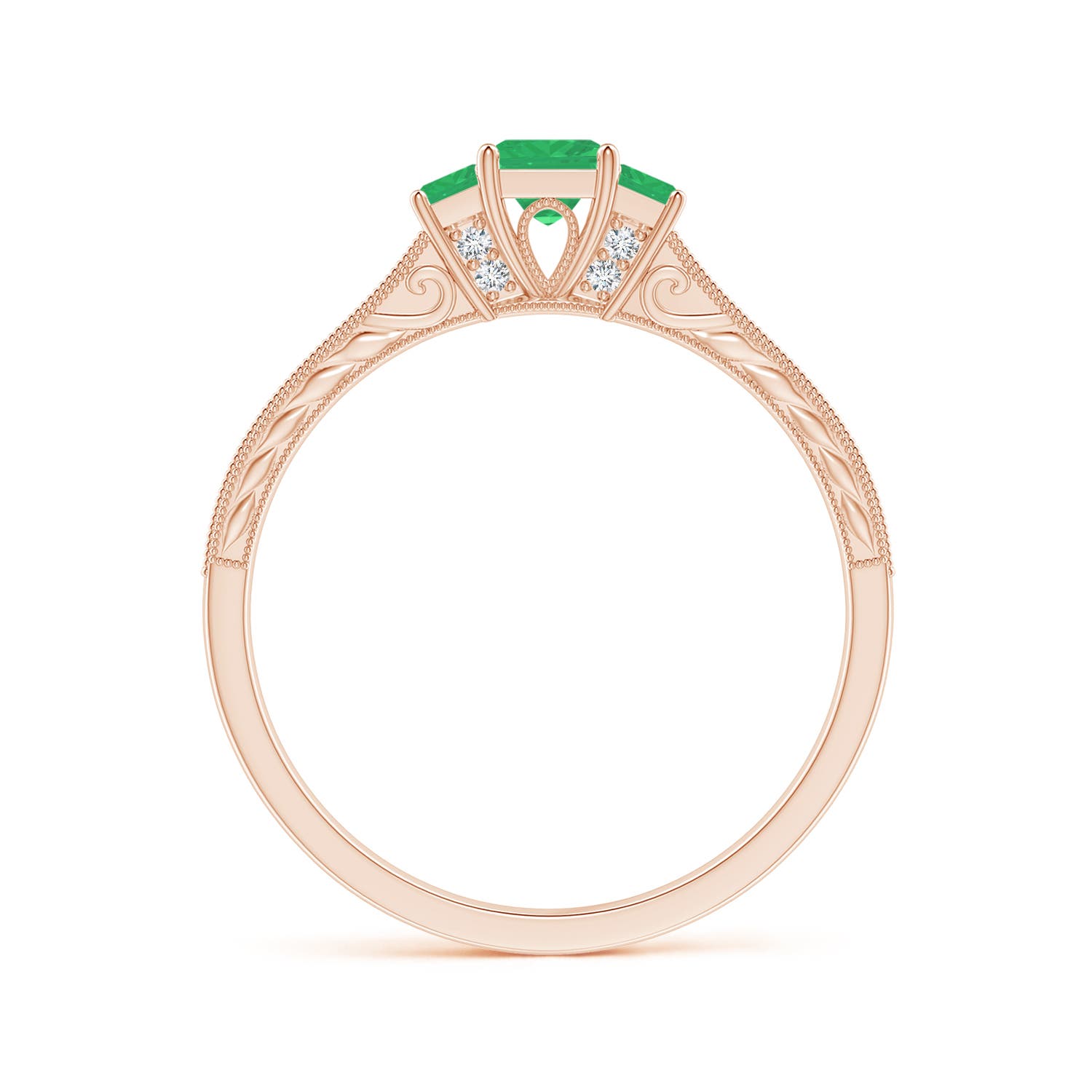 A - Emerald / 0.45 CT / 14 KT Rose Gold