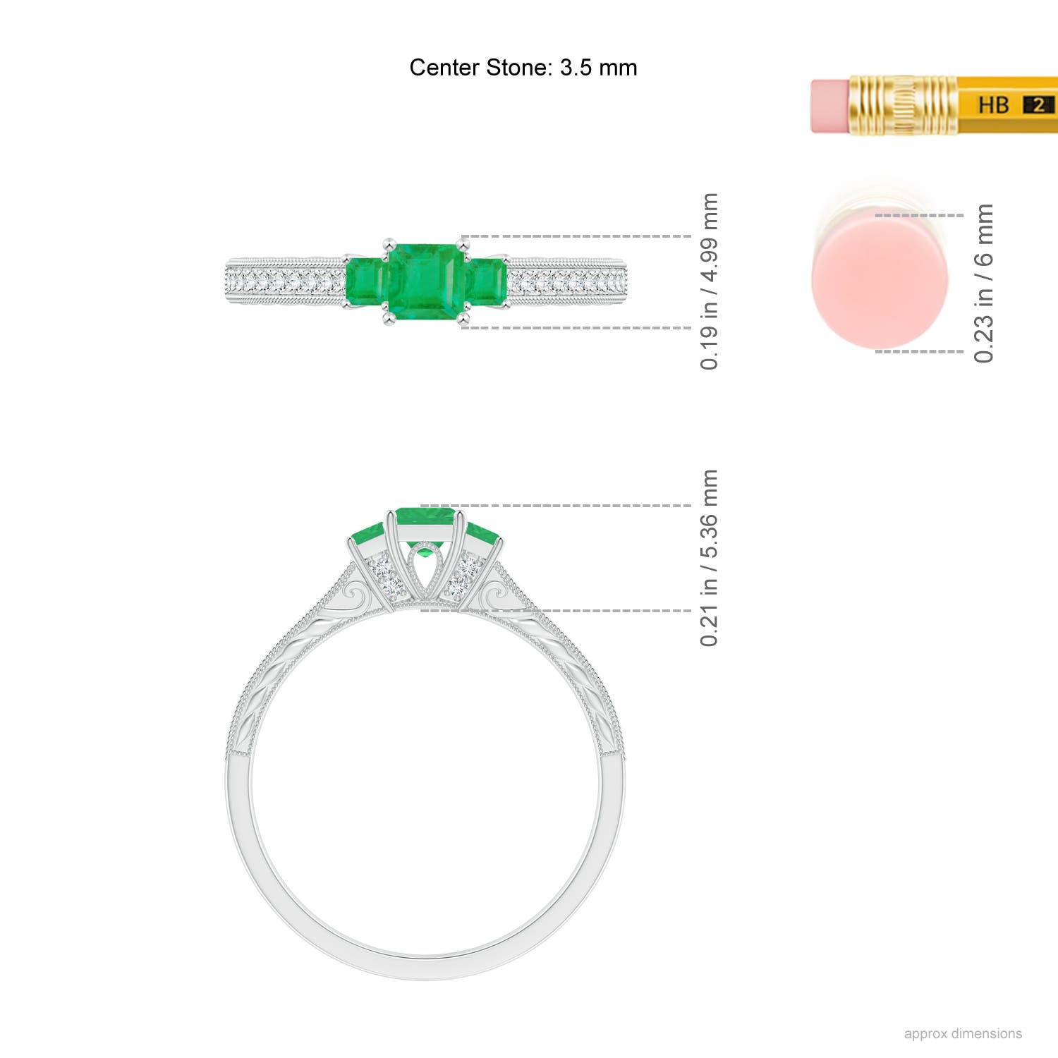 A - Emerald / 0.45 CT / 14 KT White Gold