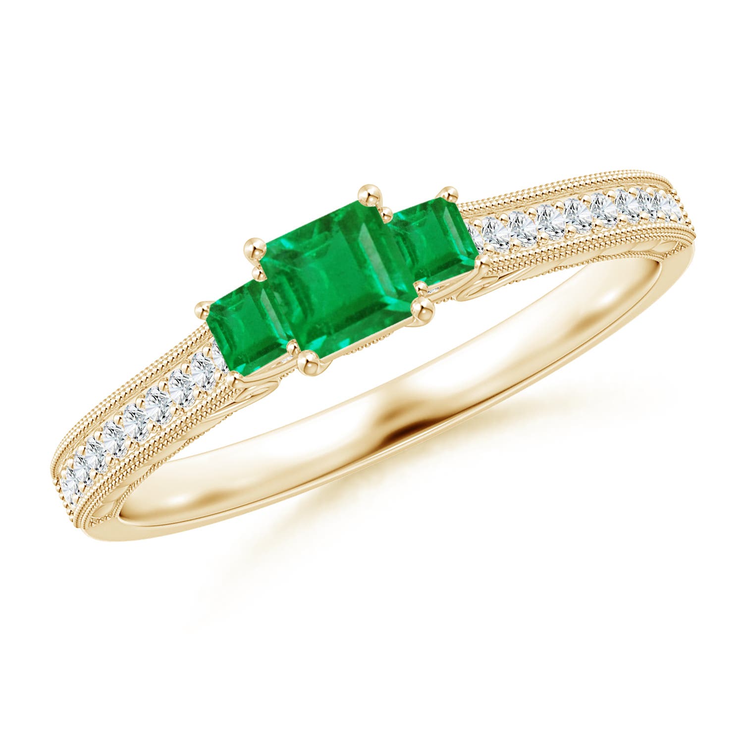 AA - Emerald / 0.45 CT / 14 KT Yellow Gold