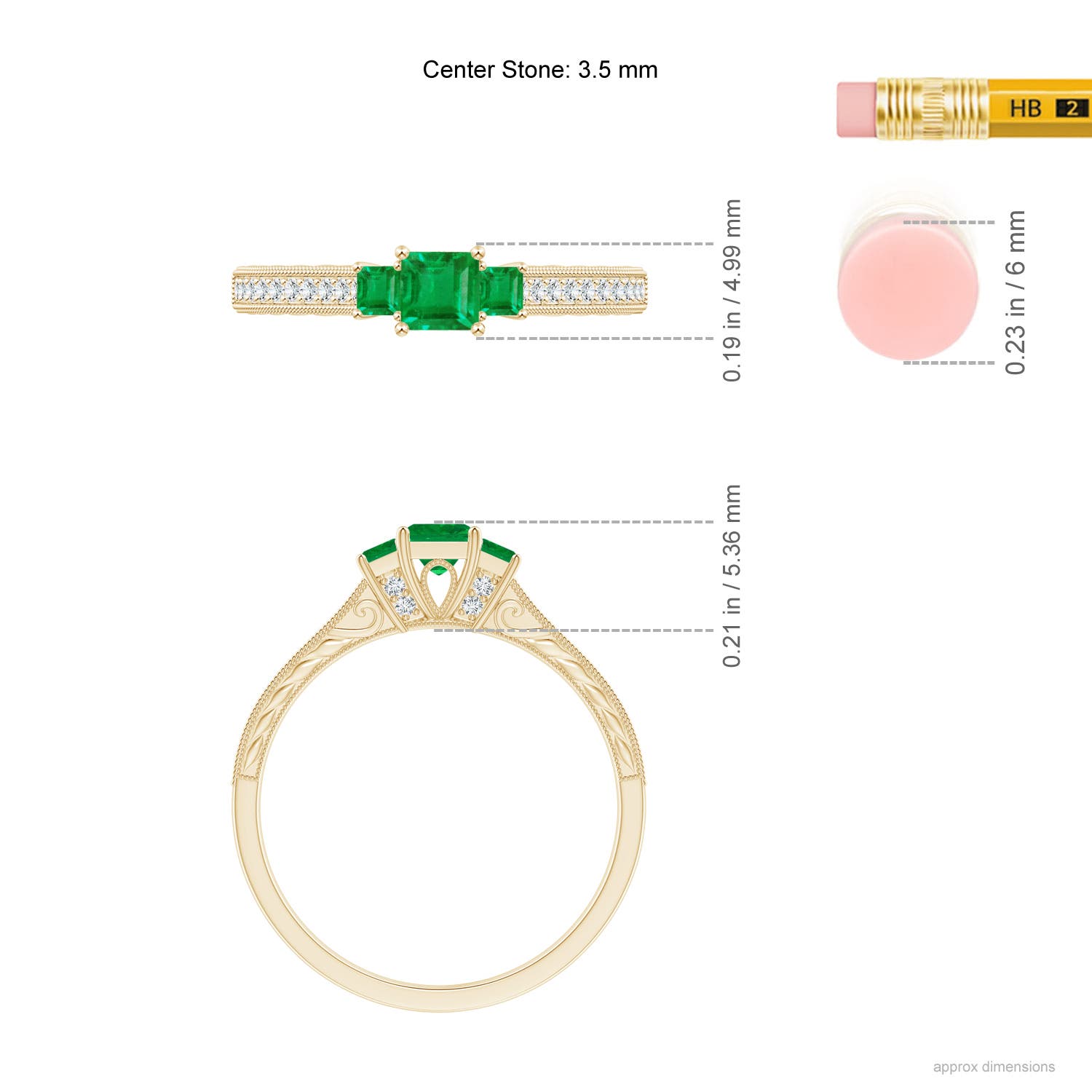 AA - Emerald / 0.45 CT / 14 KT Yellow Gold