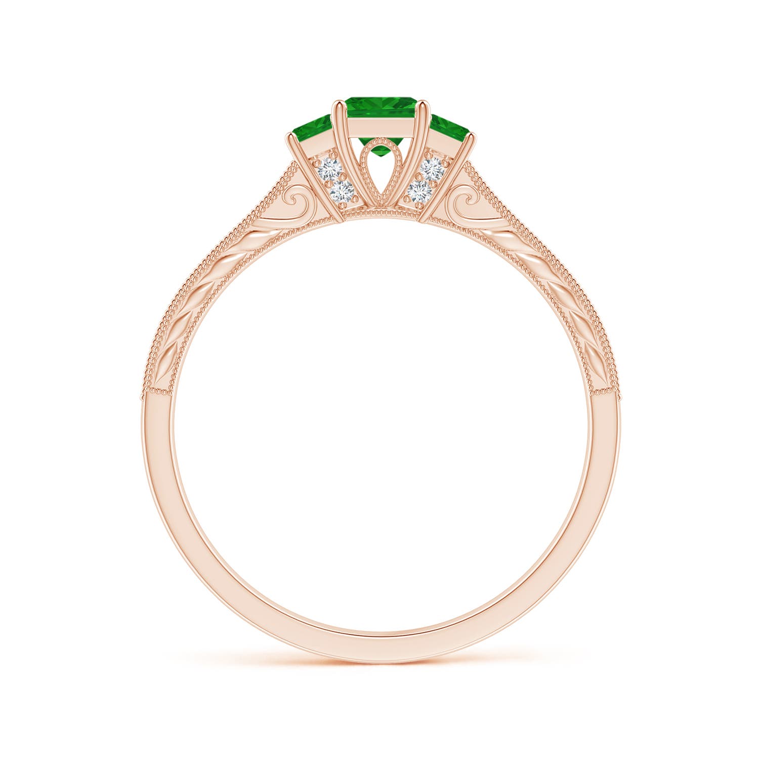 AAA - Emerald / 0.45 CT / 14 KT Rose Gold