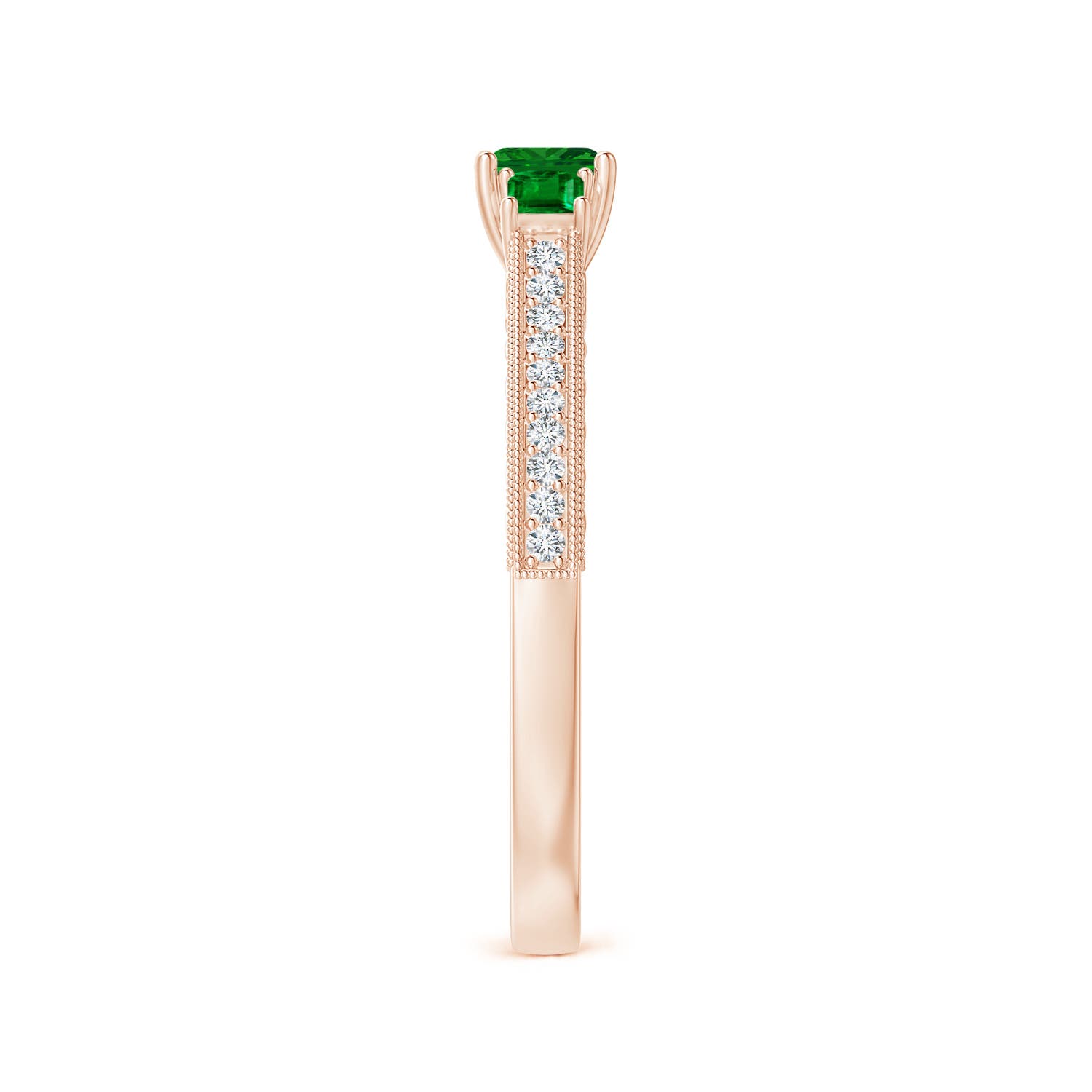 AAAA - Emerald / 0.45 CT / 14 KT Rose Gold