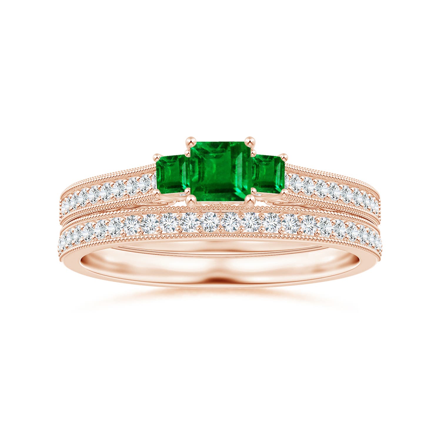 AAAA - Emerald / 0.45 CT / 14 KT Rose Gold