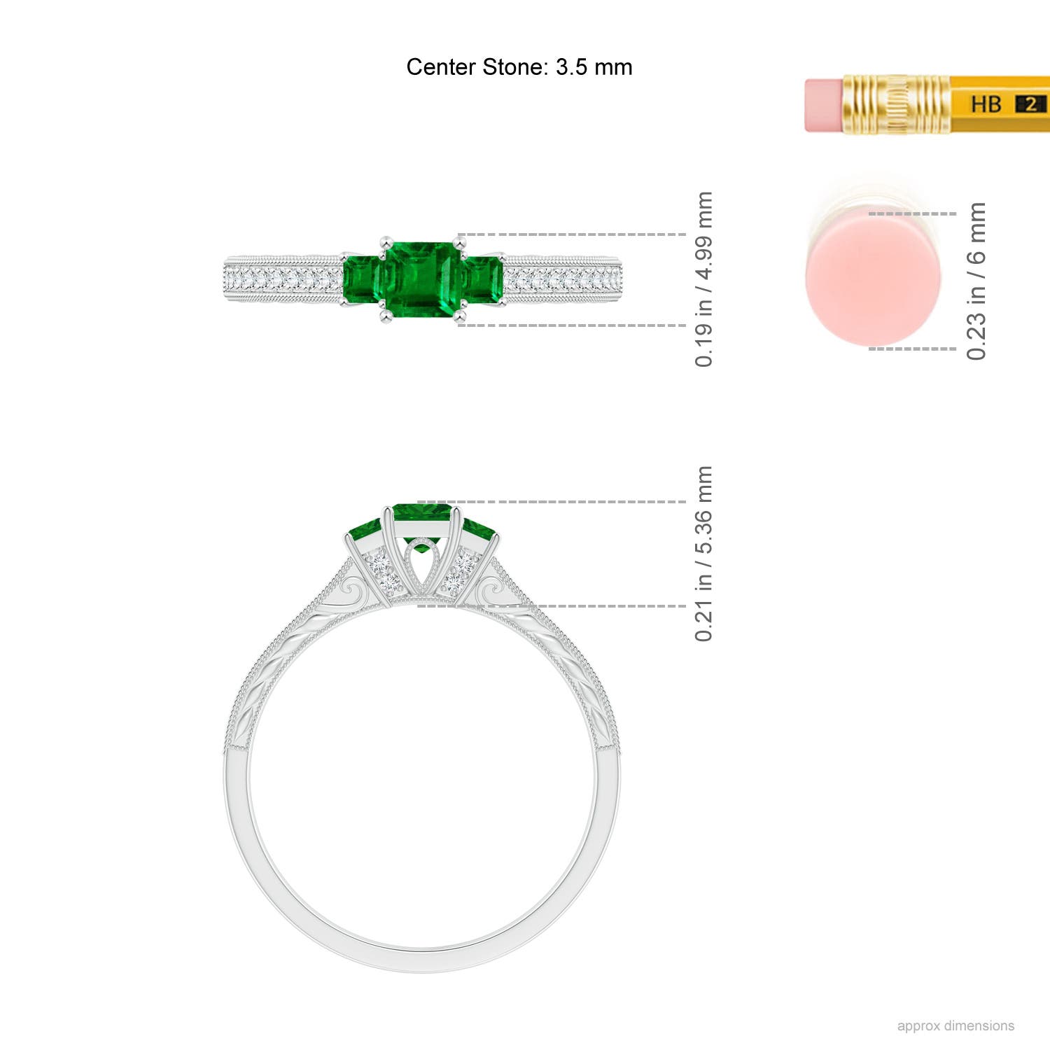 AAAA - Emerald / 0.45 CT / 14 KT White Gold