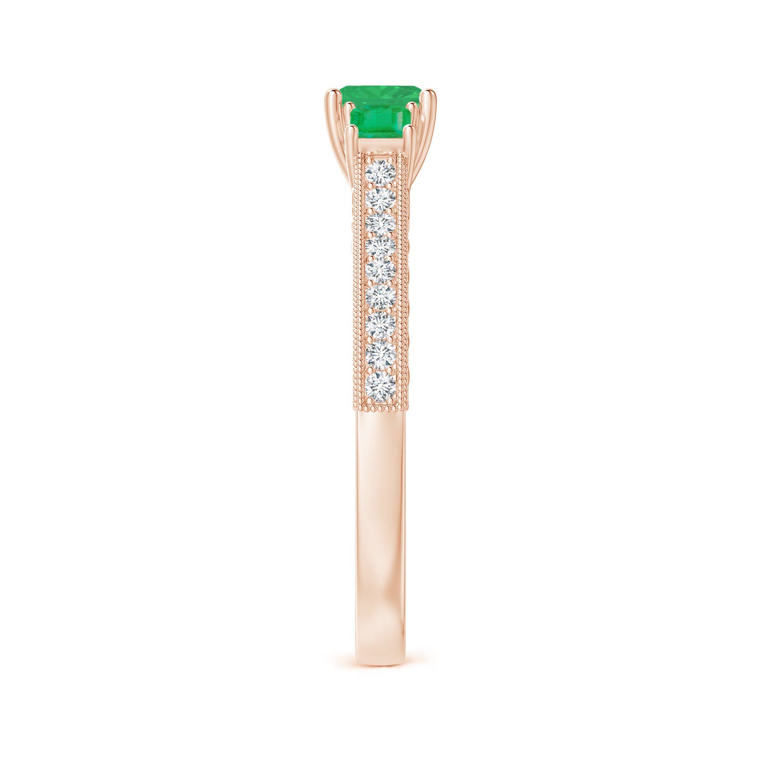 A - Emerald / 0.66 CT / 14 KT Rose Gold