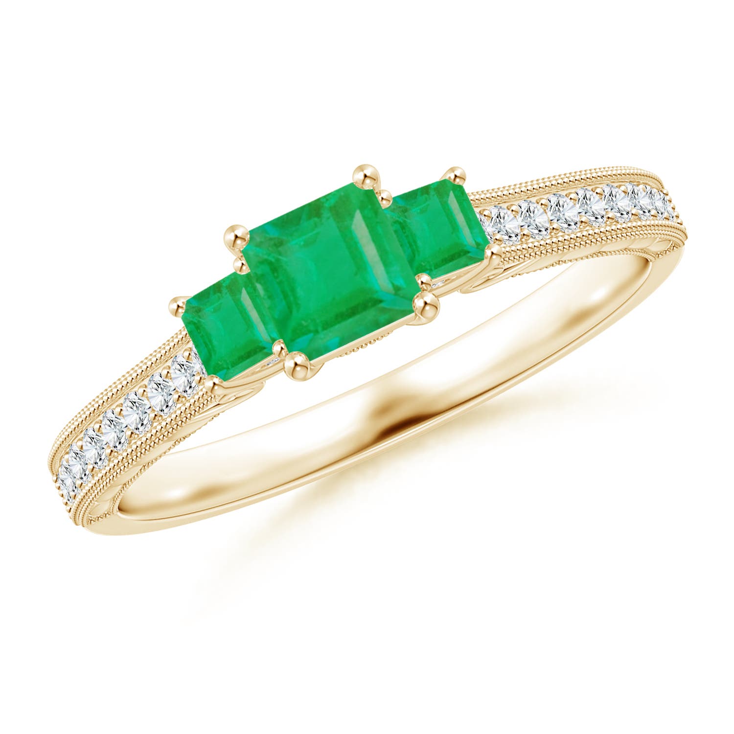 A - Emerald / 0.66 CT / 14 KT Yellow Gold