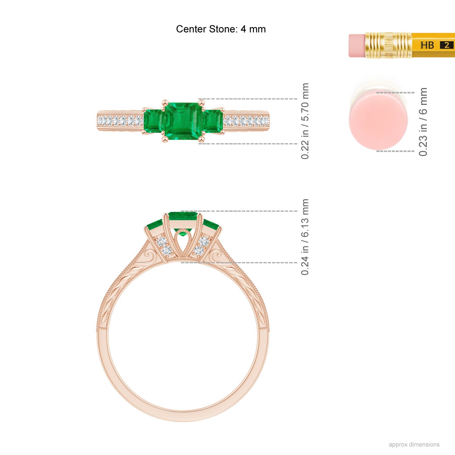 AA - Emerald / 0.66 CT / 14 KT Rose Gold