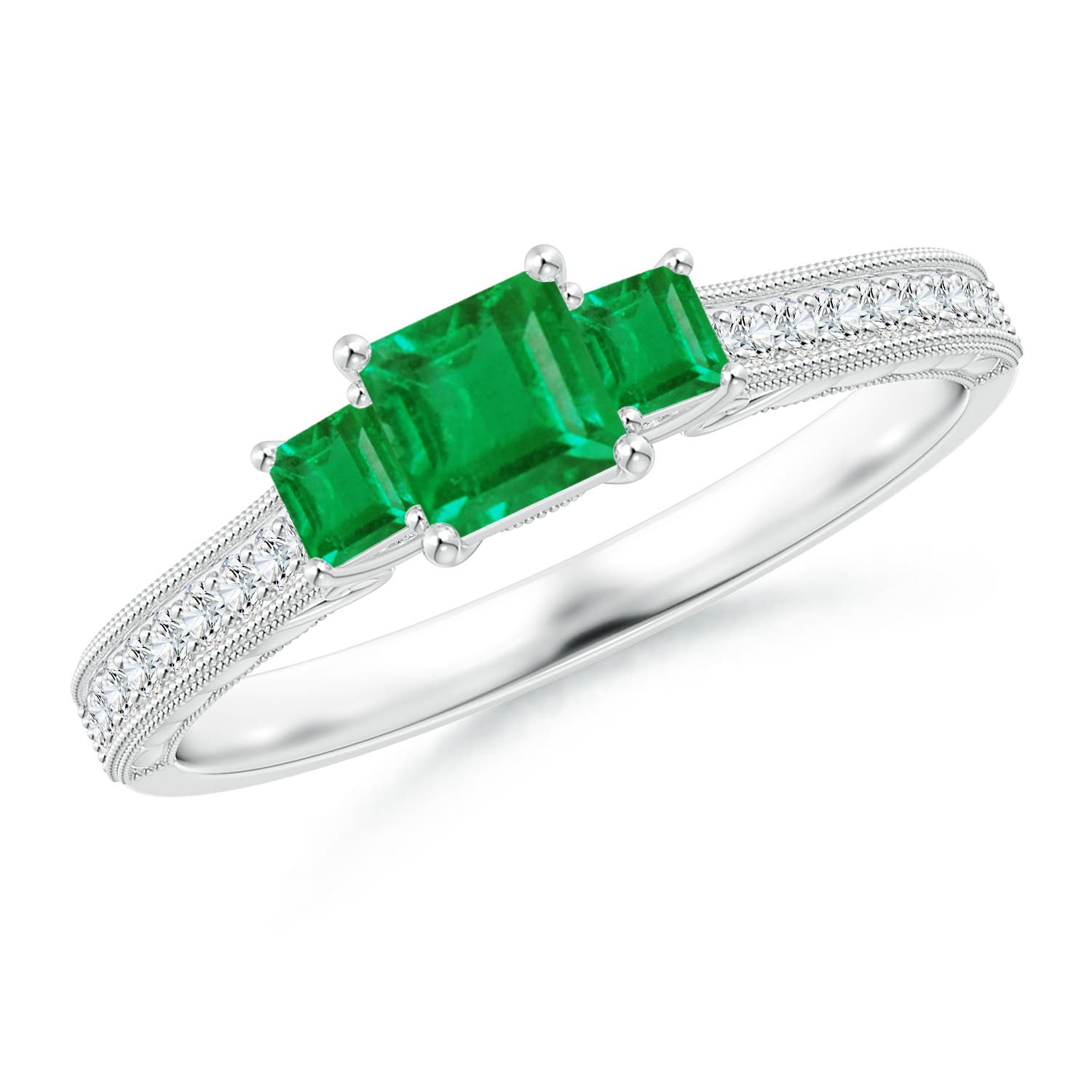 AA - Emerald / 0.66 CT / 14 KT White Gold