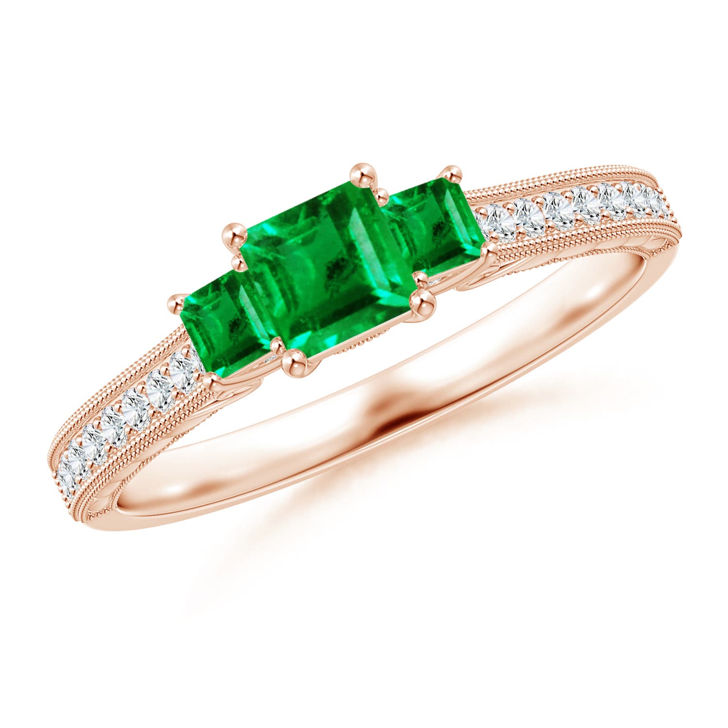 AAA - Emerald / 0.66 CT / 14 KT Rose Gold