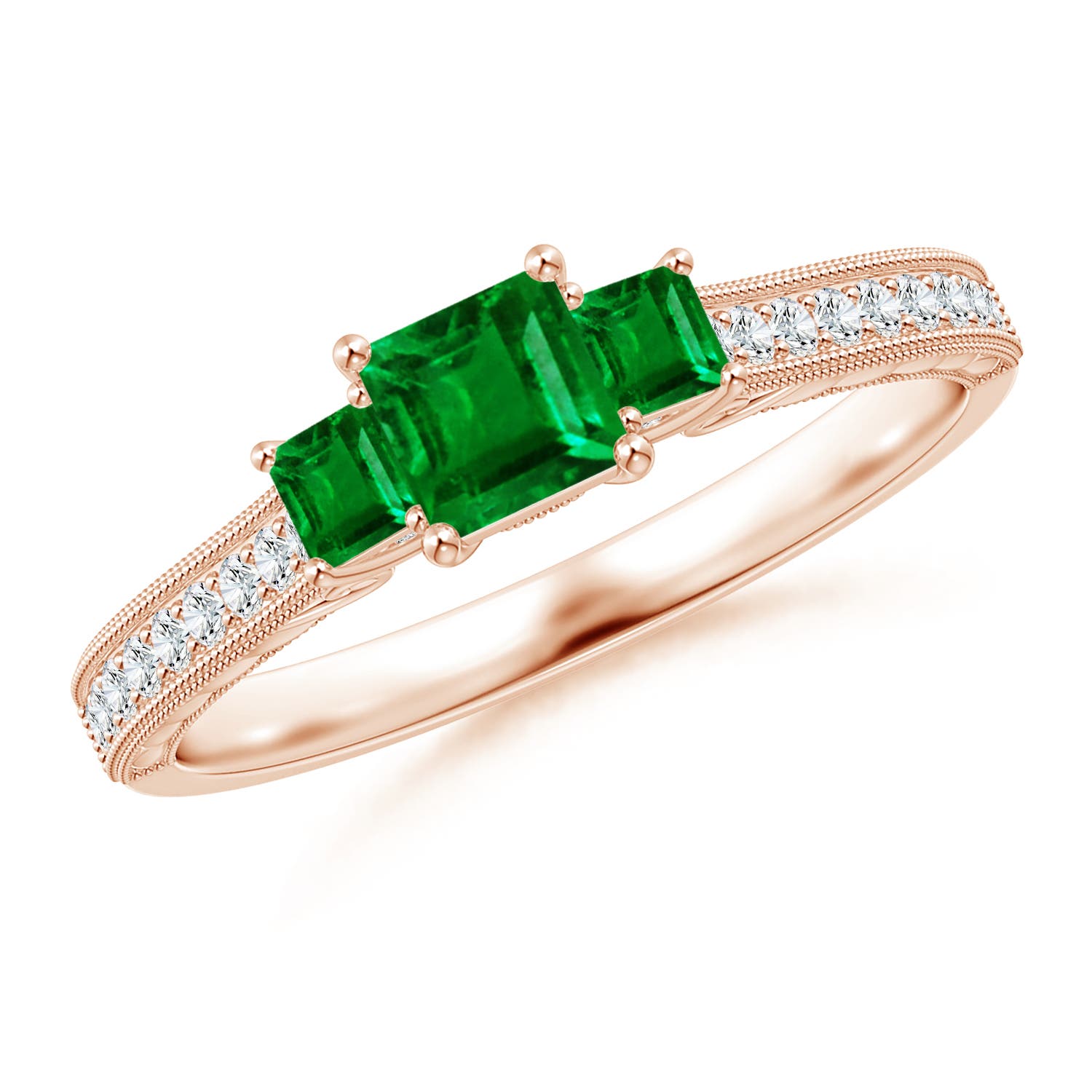 AAAA - Emerald / 0.66 CT / 14 KT Rose Gold