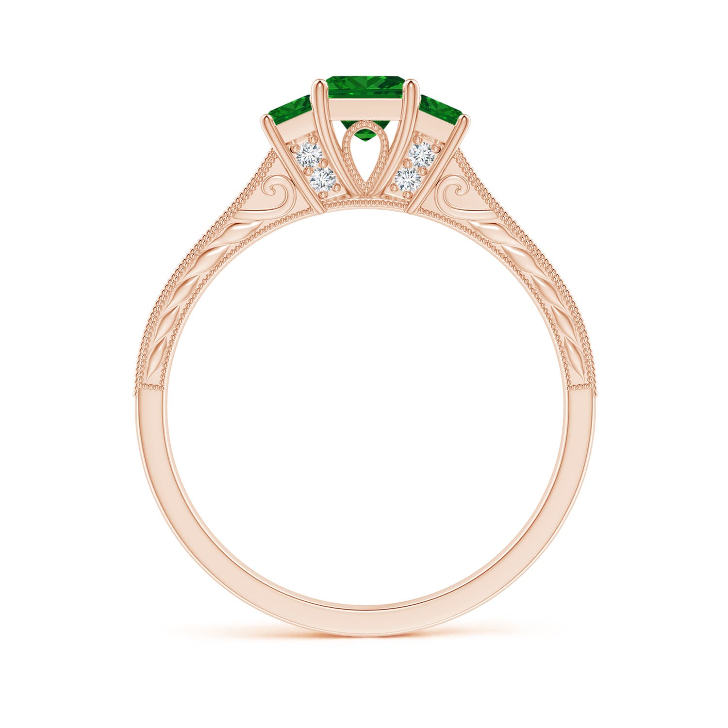 AAAA - Emerald / 0.66 CT / 14 KT Rose Gold