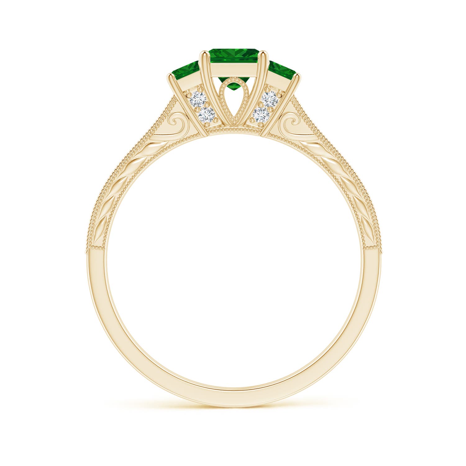 AAAA - Emerald / 0.66 CT / 14 KT Yellow Gold